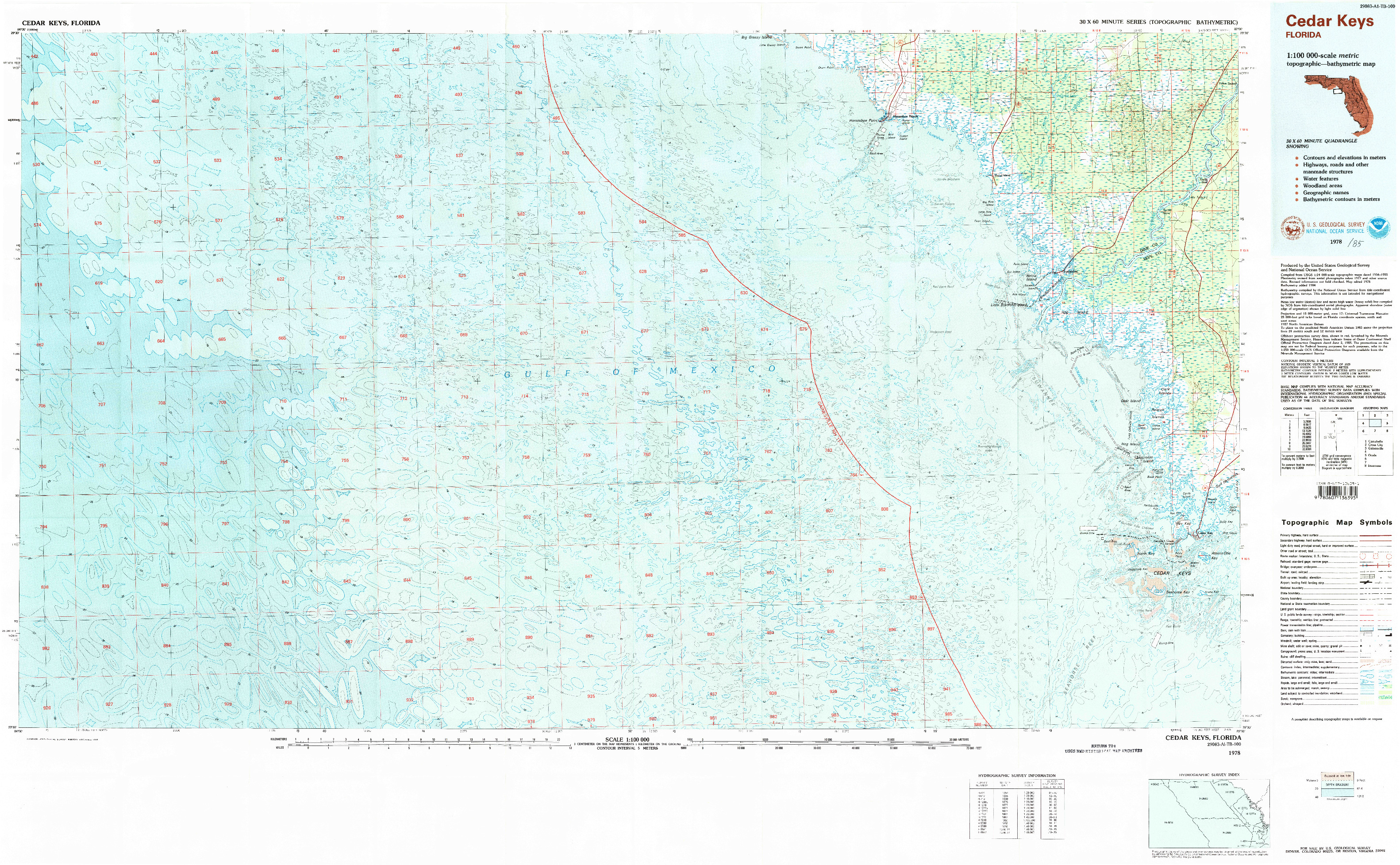 USGS 1:100000-SCALE QUADRANGLE FOR CEDAR KEYS, FL 1978