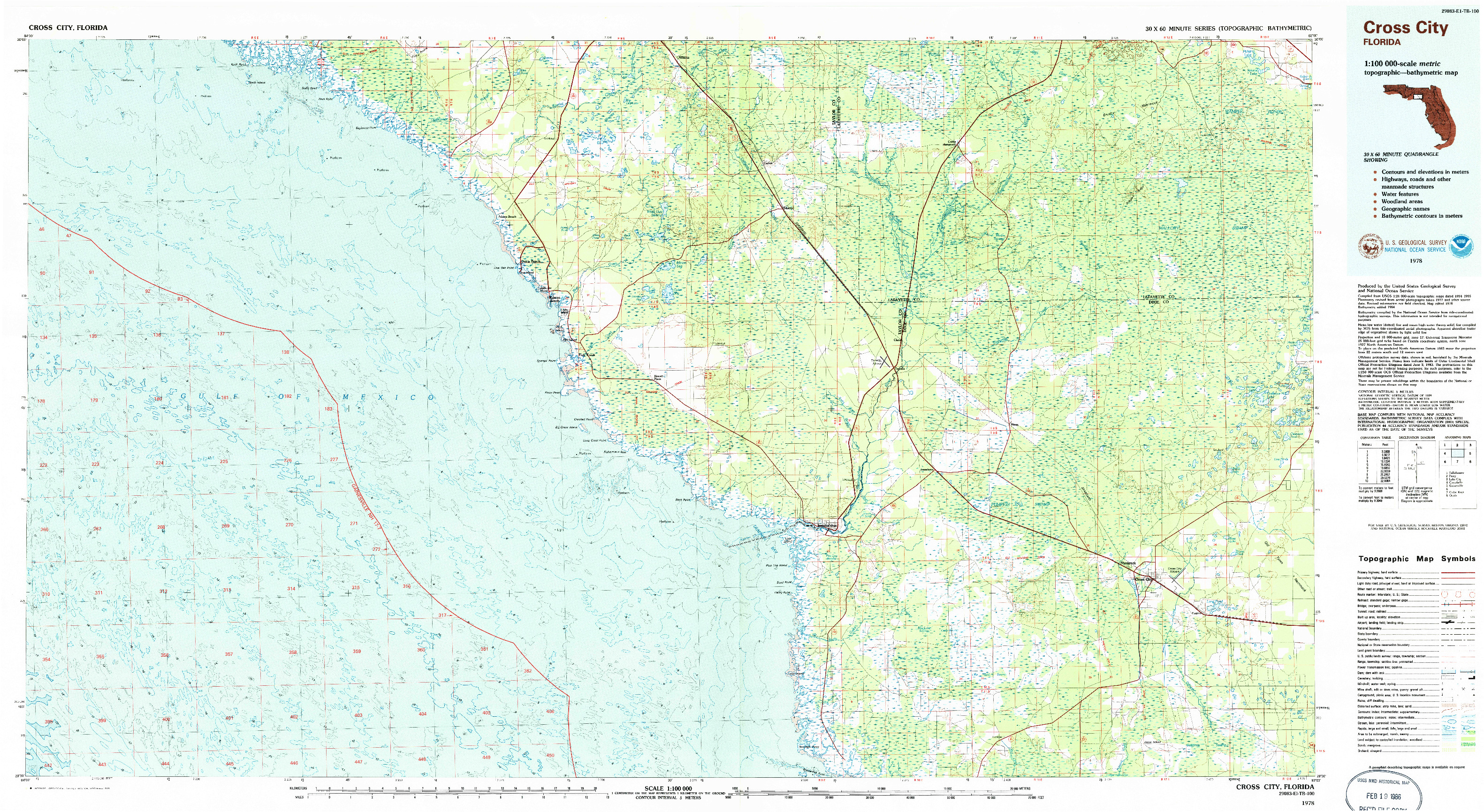 USGS 1:100000-SCALE QUADRANGLE FOR CROSS CITY, FL 1978