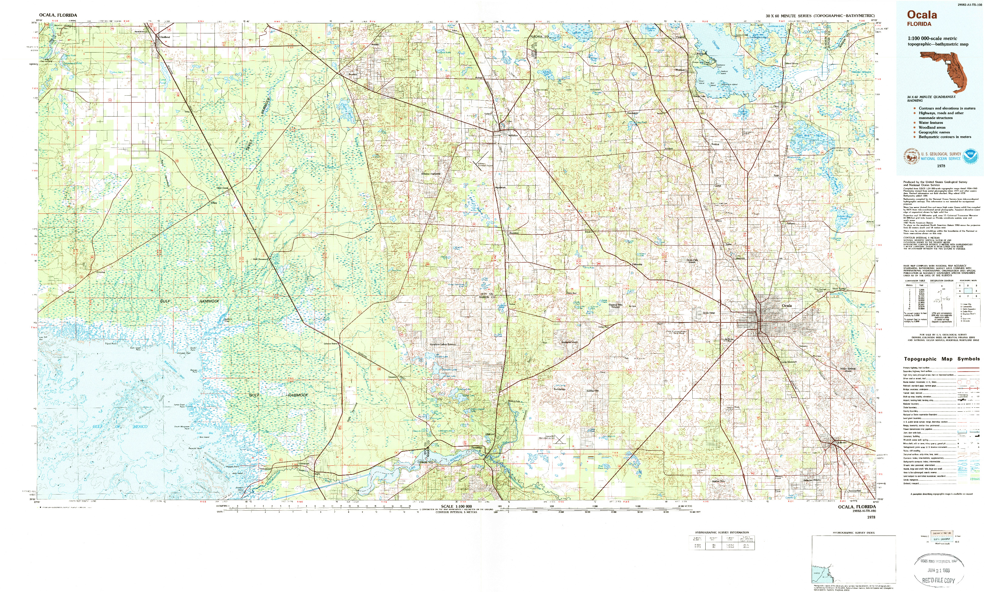 USGS 1:100000-SCALE QUADRANGLE FOR OCALA, FL 1978