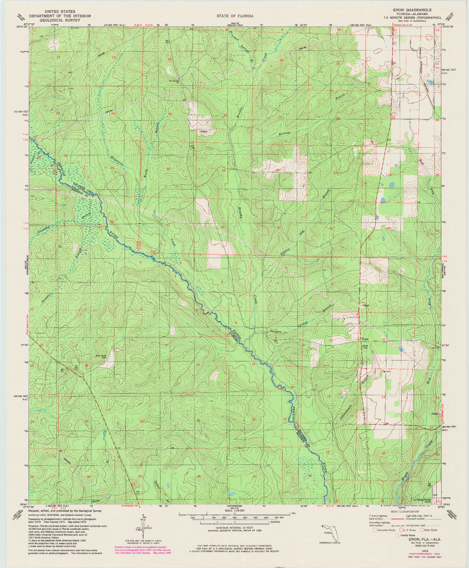 USGS 1:24000-SCALE QUADRANGLE FOR ENON, FL 1978