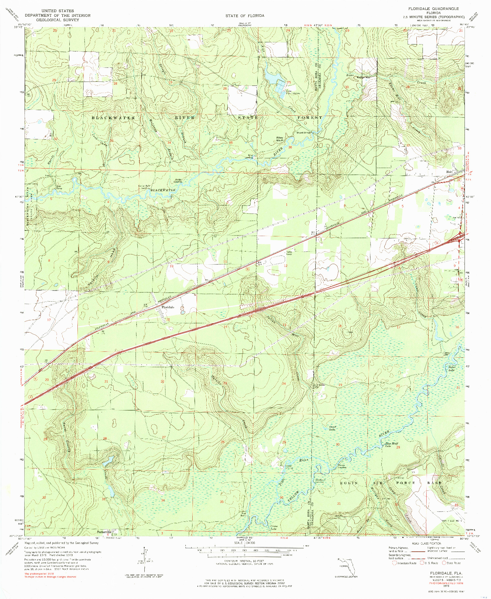 USGS 1:24000-SCALE QUADRANGLE FOR FLORIDALE, FL 1973