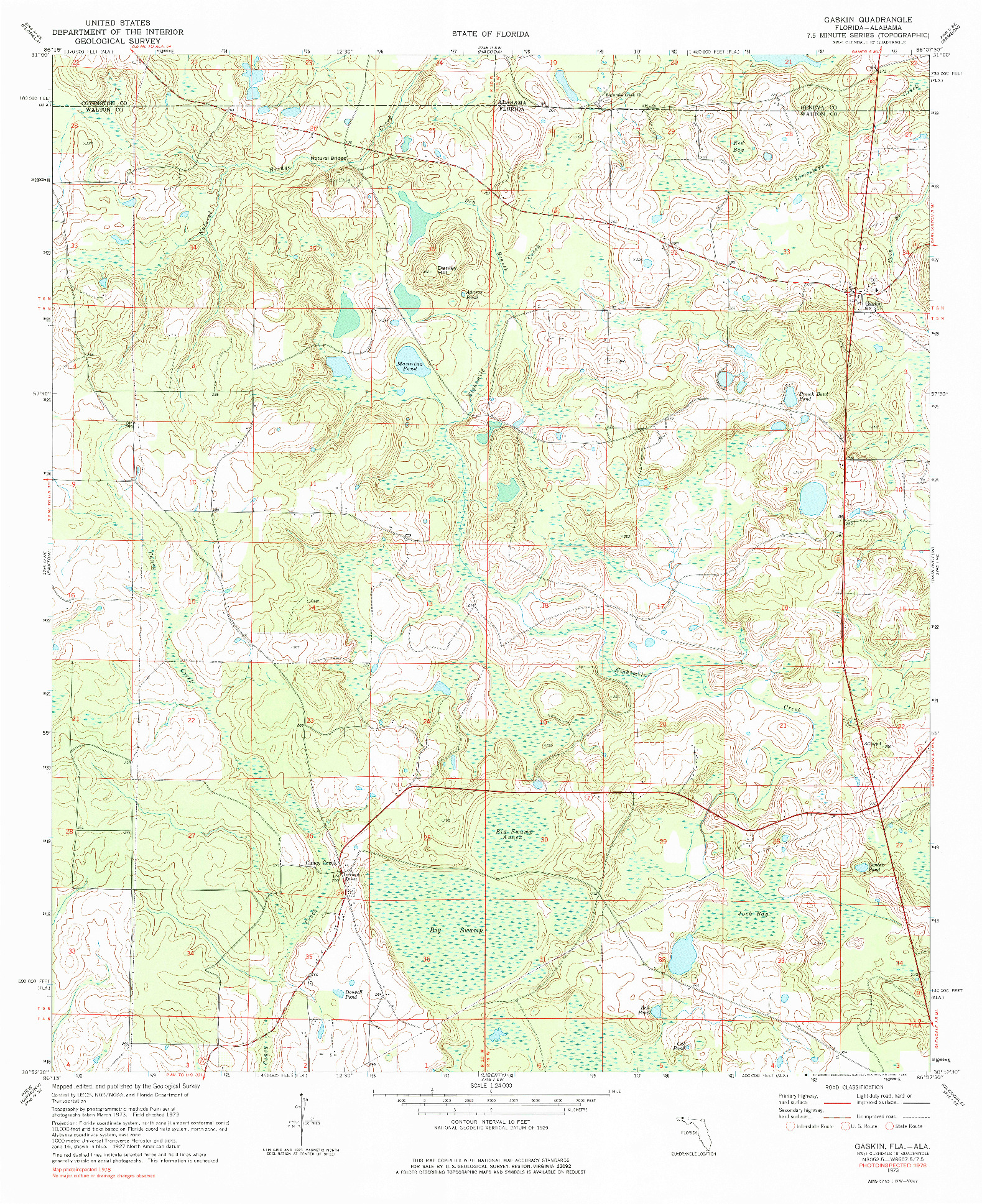 USGS 1:24000-SCALE QUADRANGLE FOR GASKIN, FL 1973