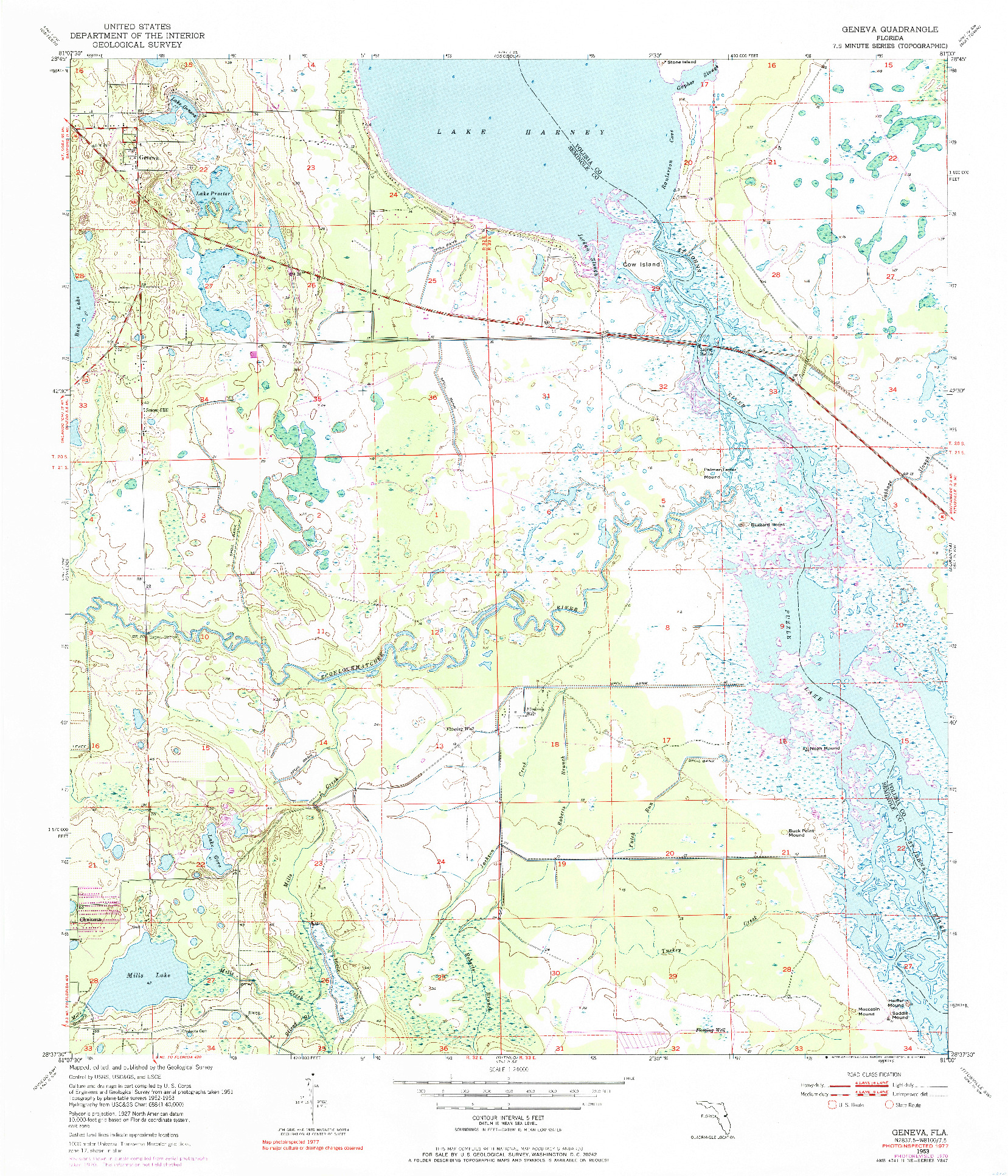 USGS 1:24000-SCALE QUADRANGLE FOR GENEVA, FL 1953