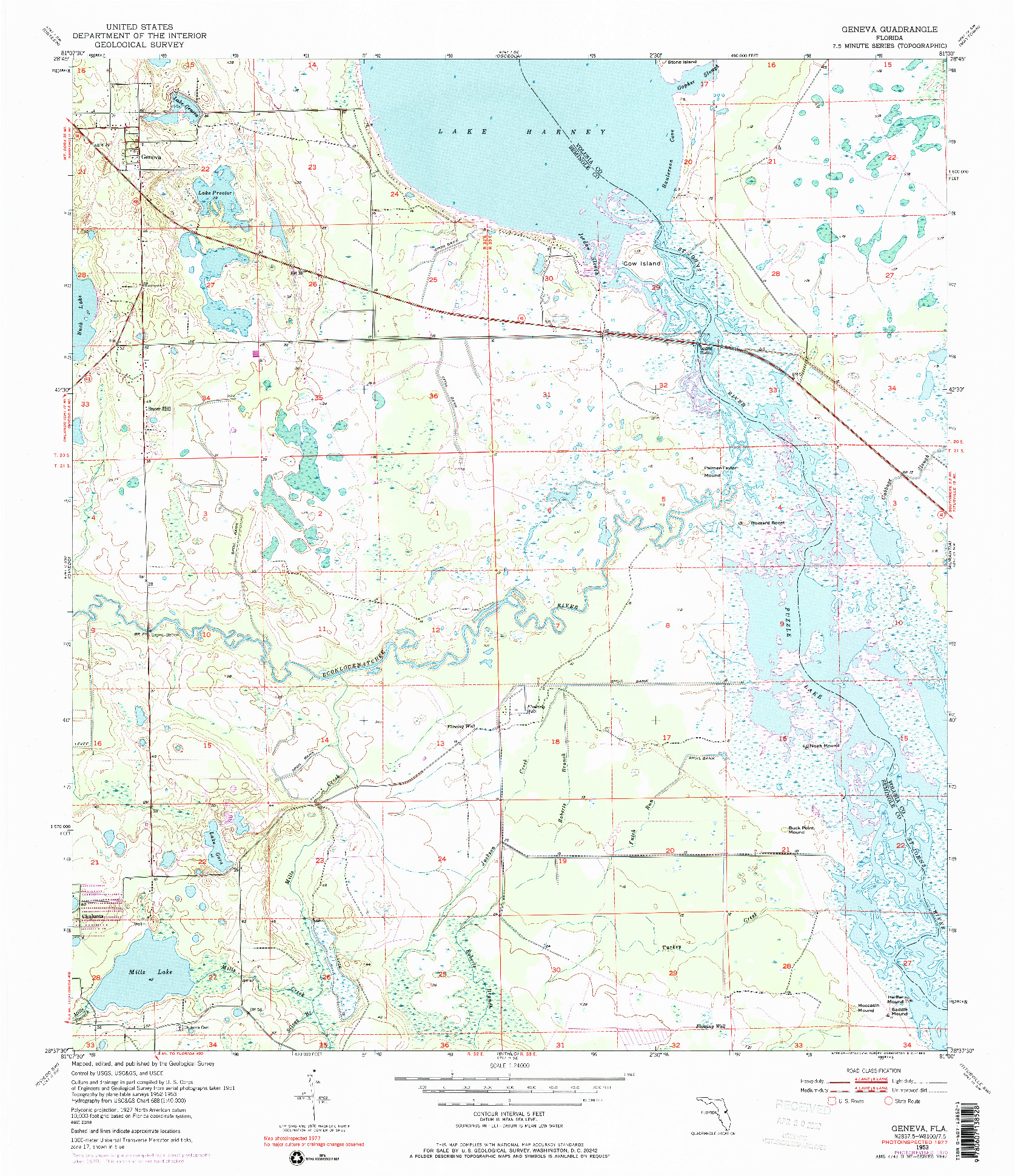 USGS 1:24000-SCALE QUADRANGLE FOR GENEVA, FL 1953