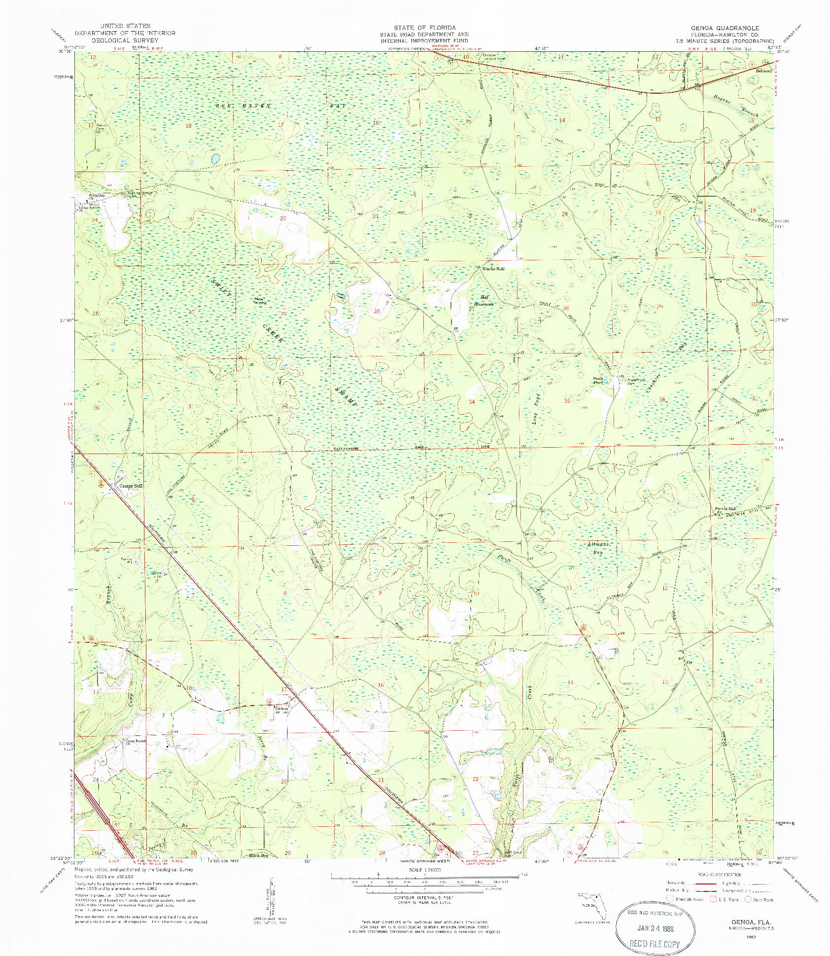 USGS 1:24000-SCALE QUADRANGLE FOR GENOA, FL 1962