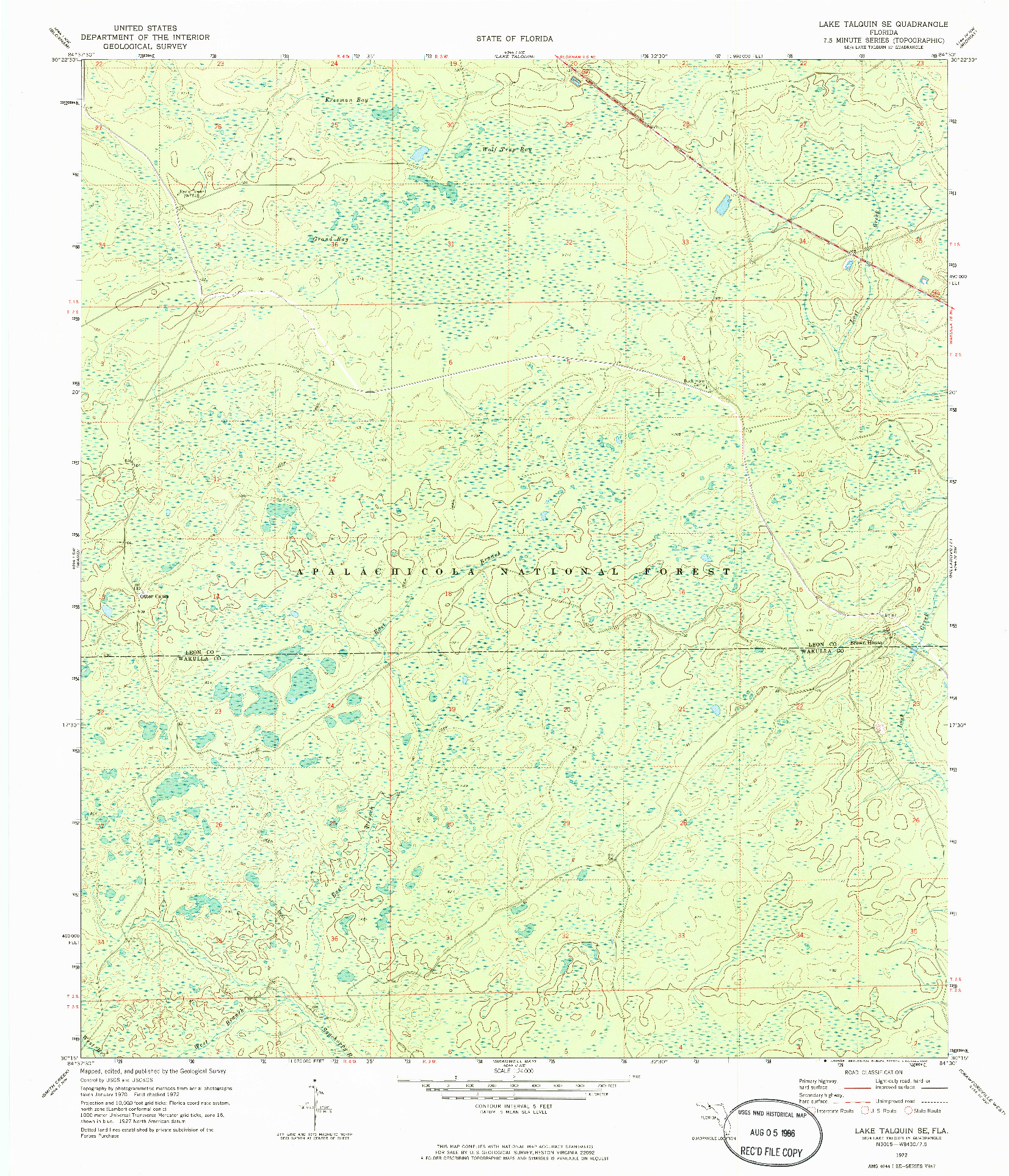 USGS 1:24000-SCALE QUADRANGLE FOR LAKE TALQUIN SE, FL 1972