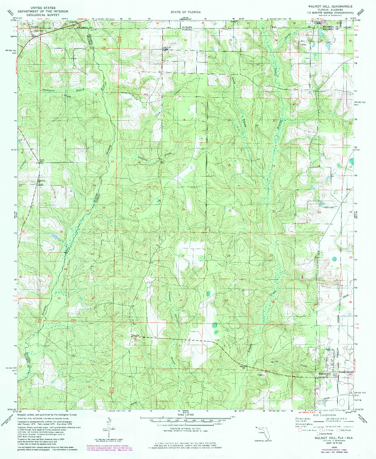 USGS 1:24000-SCALE QUADRANGLE FOR WALNUT HILL, FL 1978