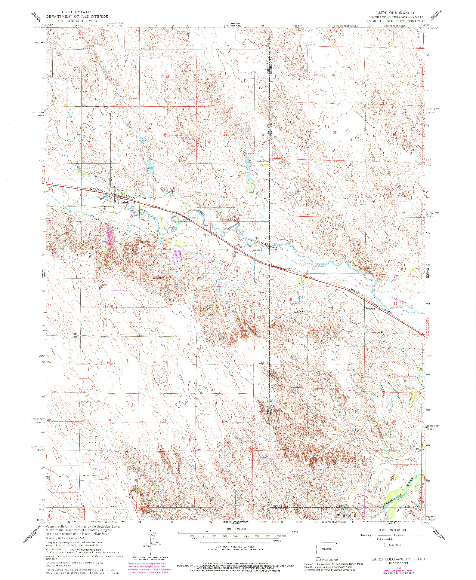 USGS 1:24000-SCALE QUADRANGLE FOR LAIRD, CO 1961