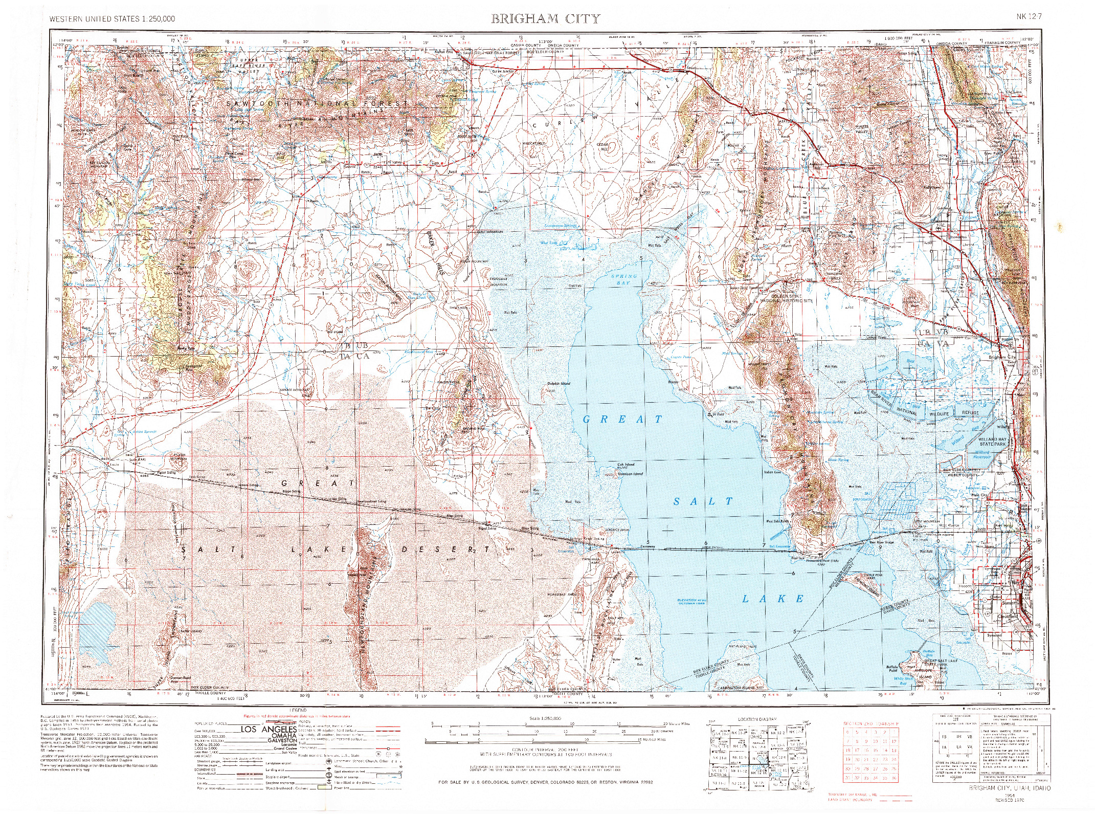 USGS 1:250000-SCALE QUADRANGLE FOR BRIGHAM CITY, UT 1954