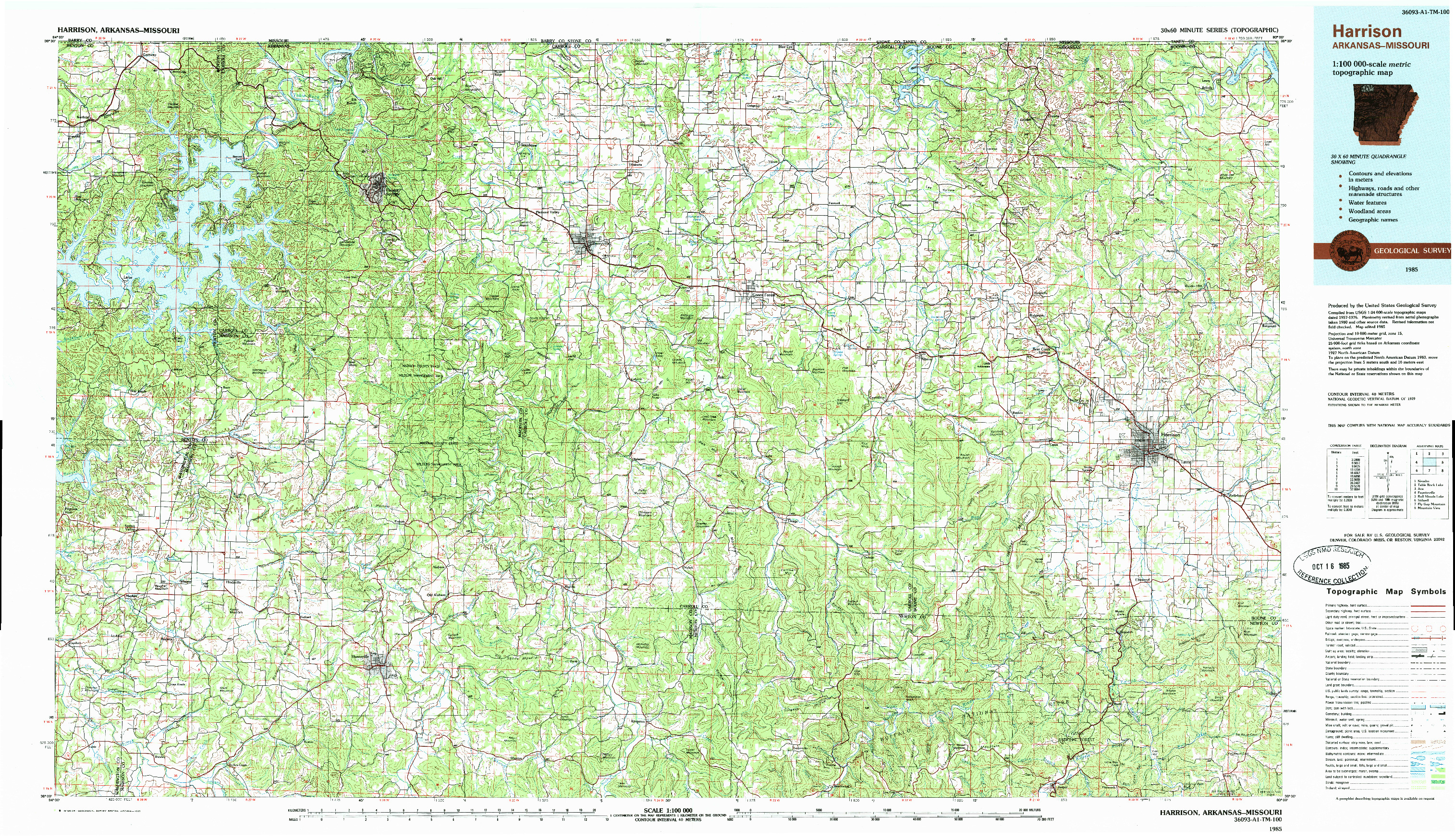 USGS 1:100000-SCALE QUADRANGLE FOR HARRISON, AR 1985