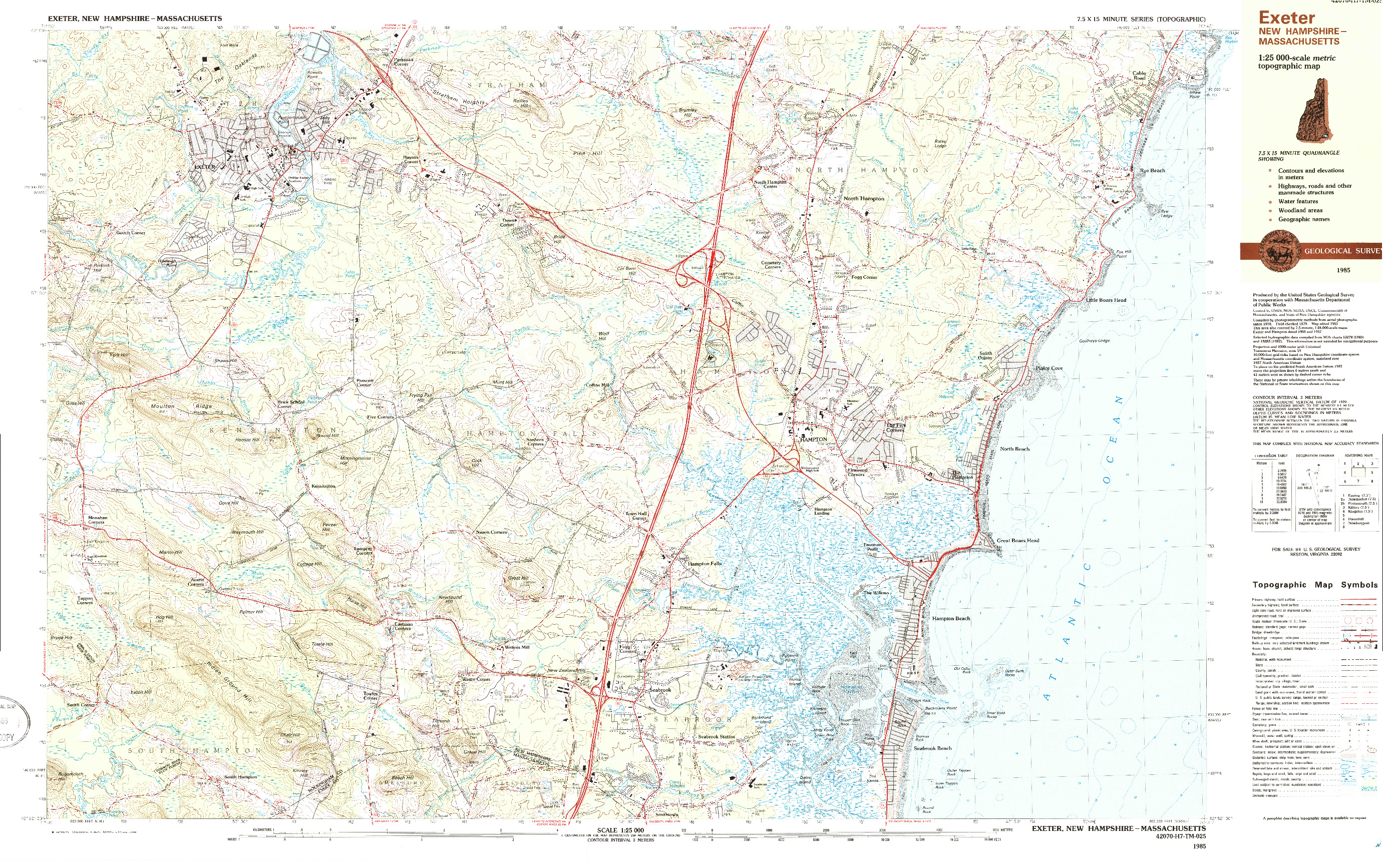 USGS 1:25000-SCALE QUADRANGLE FOR EXETER, NH 1985