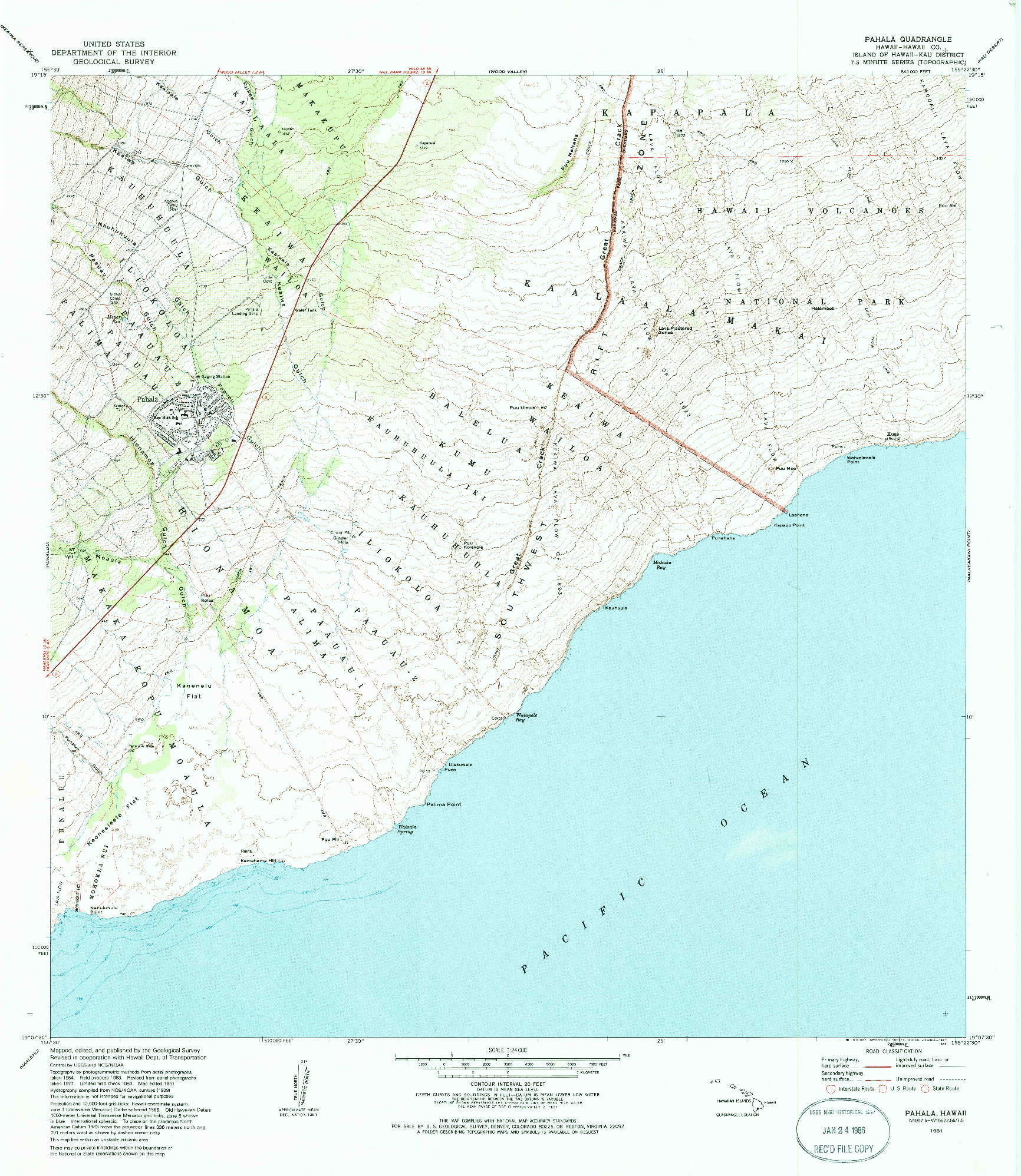 USGS 1:24000-SCALE QUADRANGLE FOR PAHALA, HI 1981