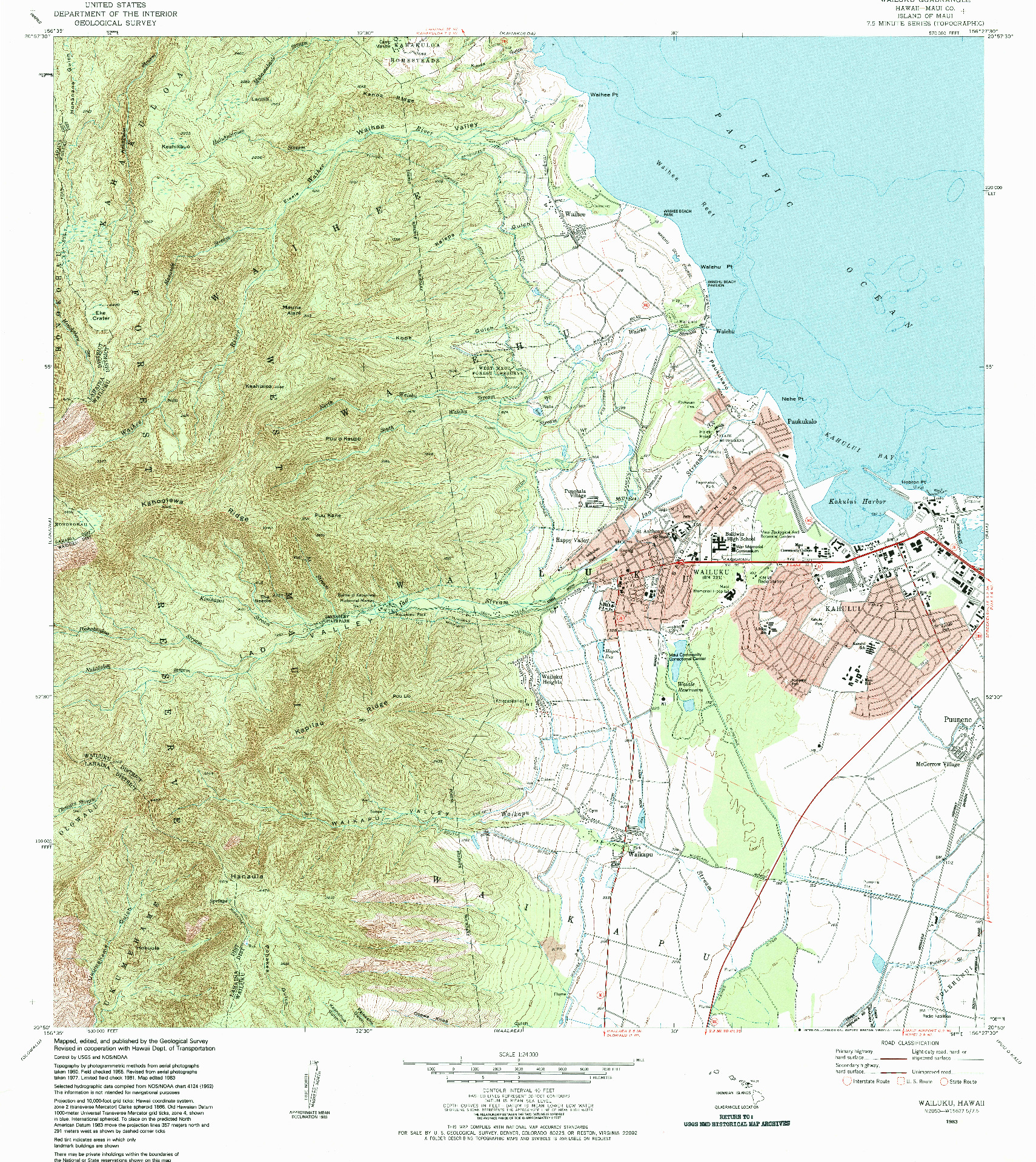 USGS 1:24000-SCALE QUADRANGLE FOR WAILUKU, HI 1983