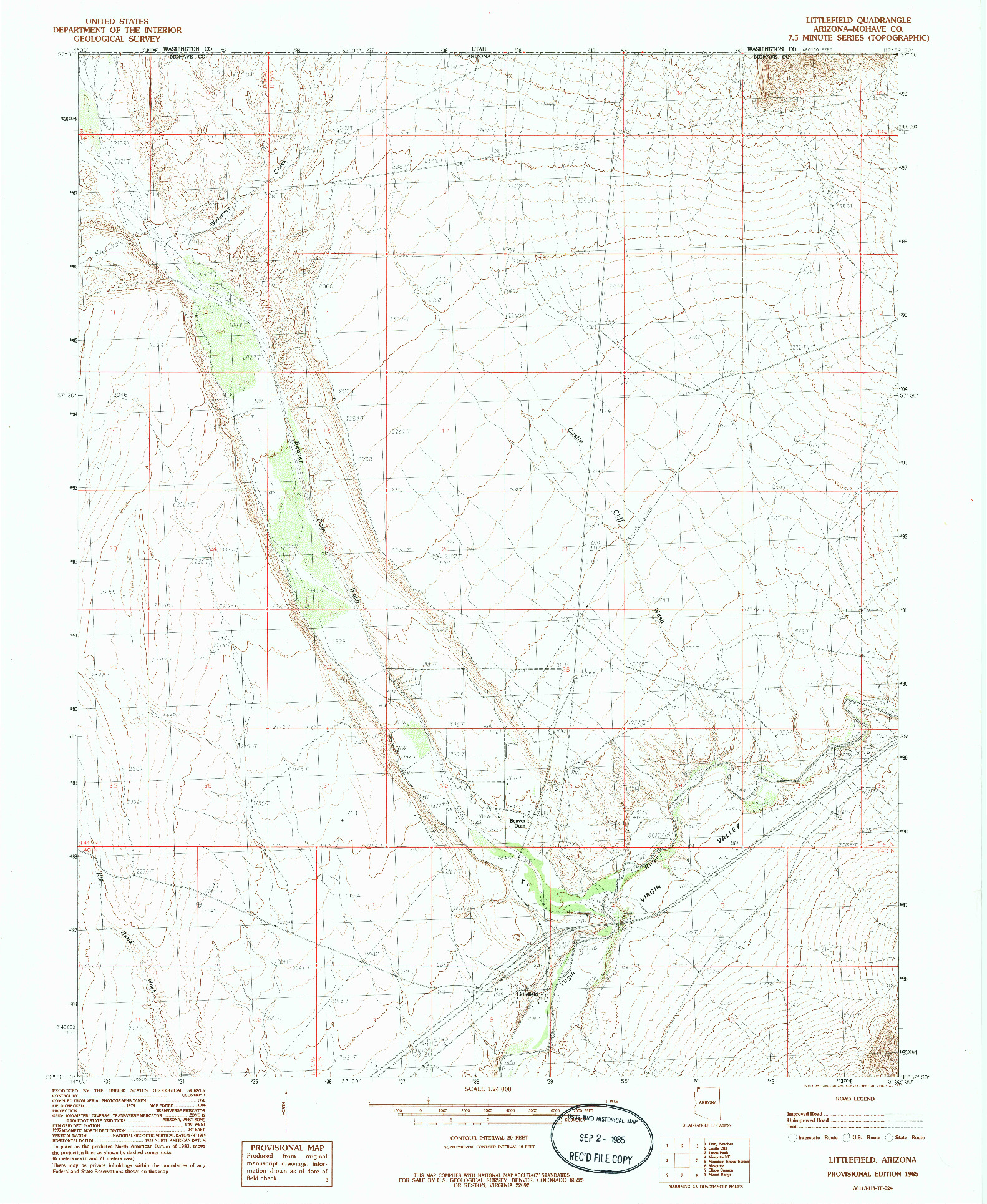 USGS 1:24000-SCALE QUADRANGLE FOR LITTLEFIELD, AZ 1985