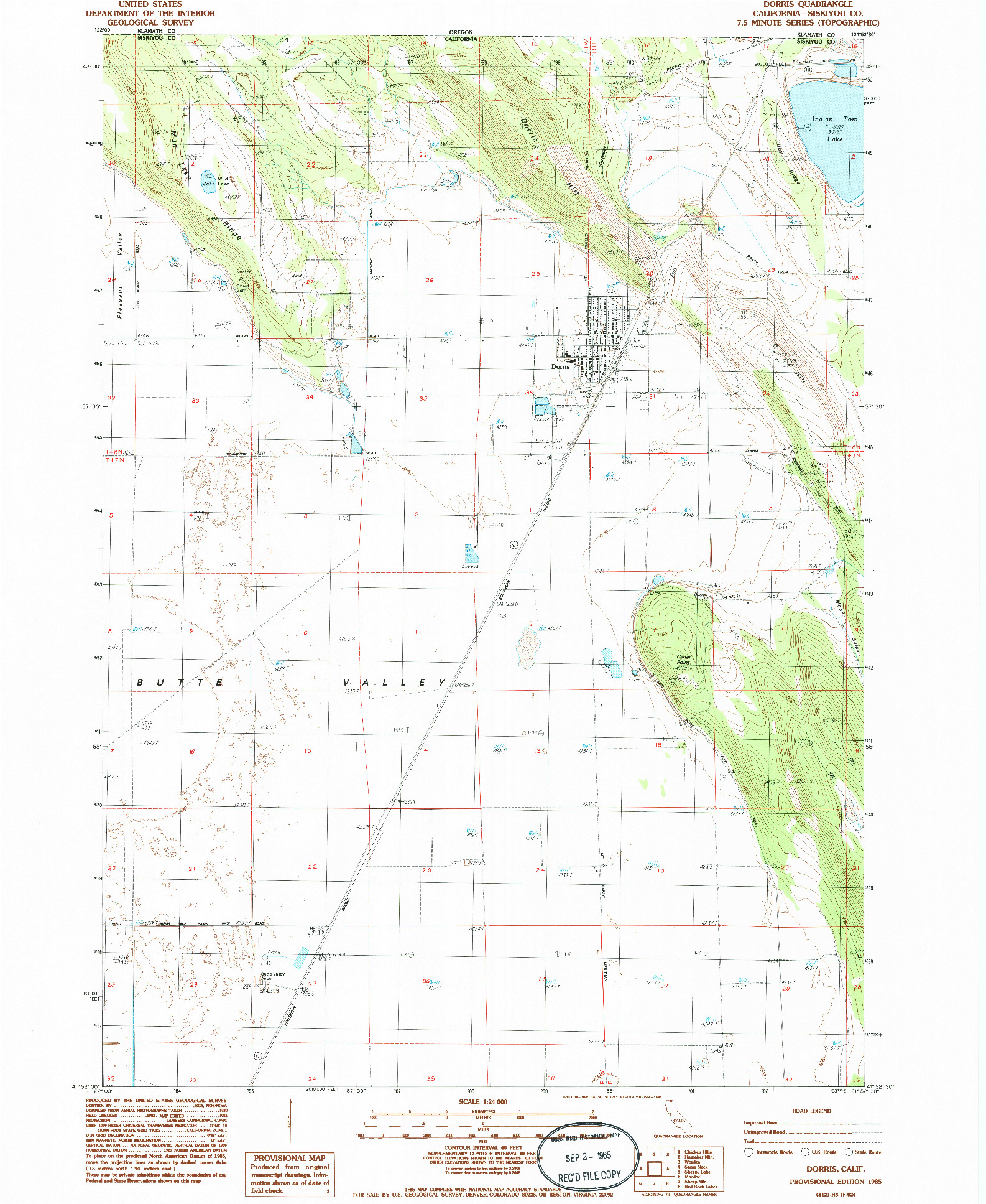 USGS 1:24000-SCALE QUADRANGLE FOR DORRIS, CA 1985