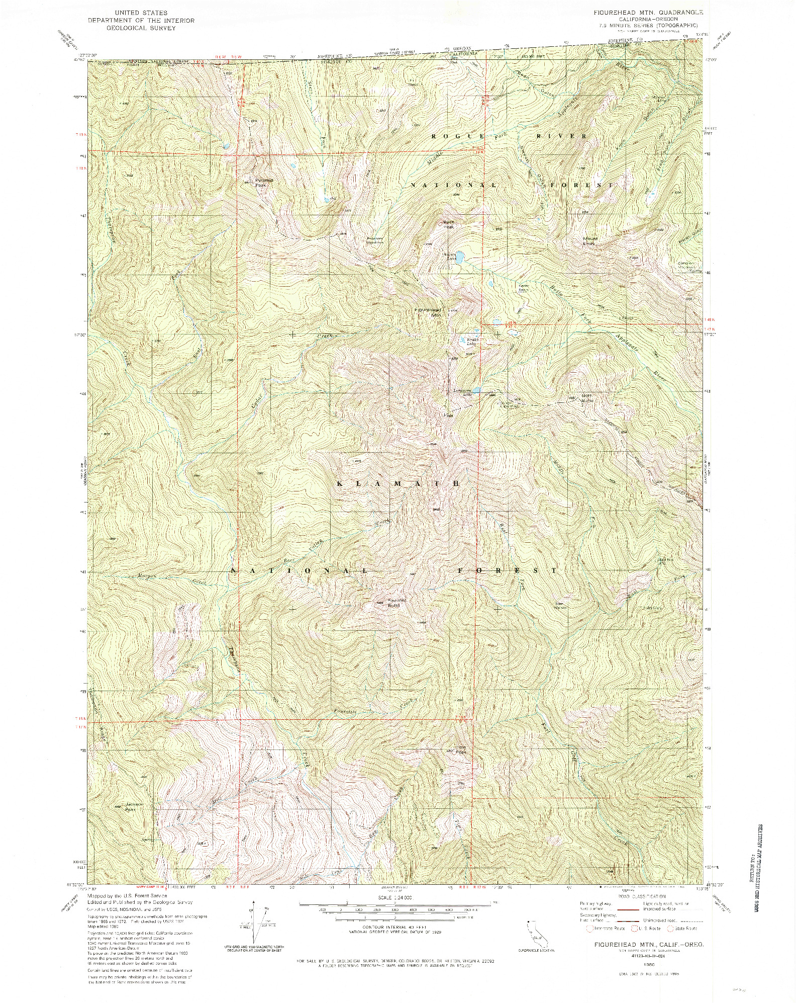 USGS 1:24000-SCALE QUADRANGLE FOR FIGUREHEAD MTN, CA 1980