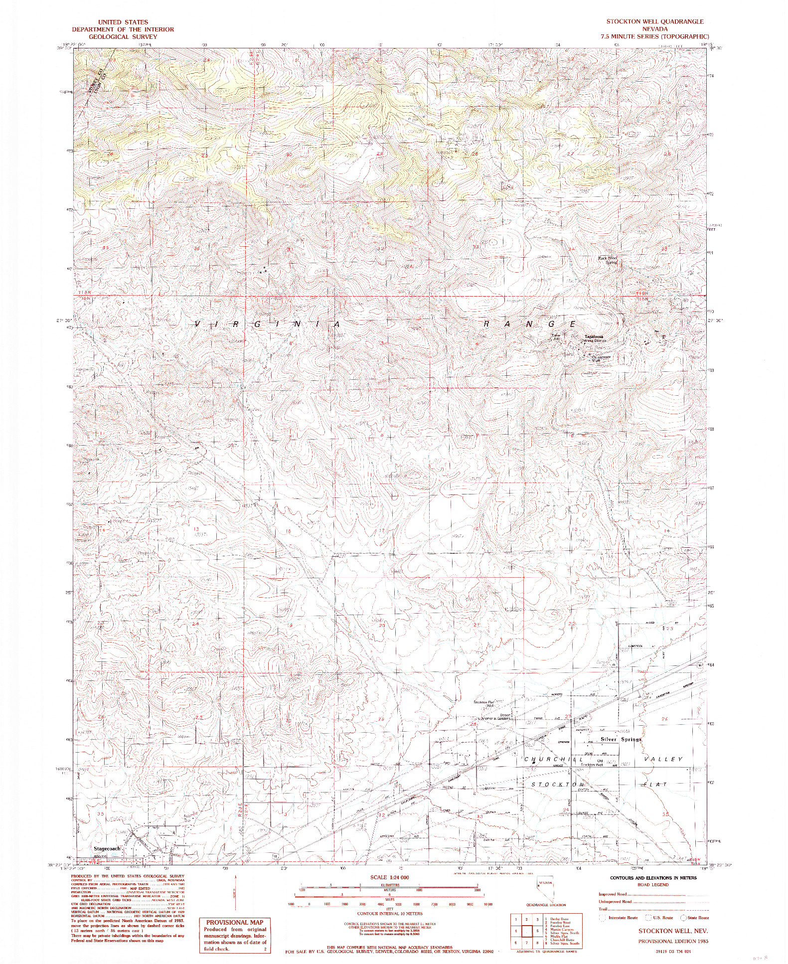 USGS 1:24000-SCALE QUADRANGLE FOR STOCKTON WELL, NV 1985