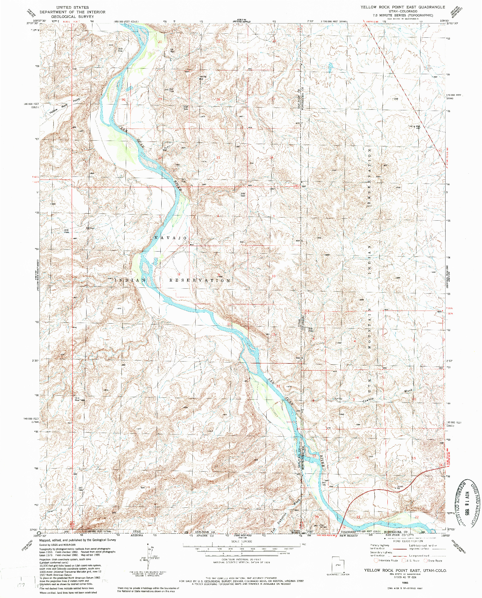 USGS 1:24000-SCALE QUADRANGLE FOR YELLOW ROCK POINT EAST, UT 1985