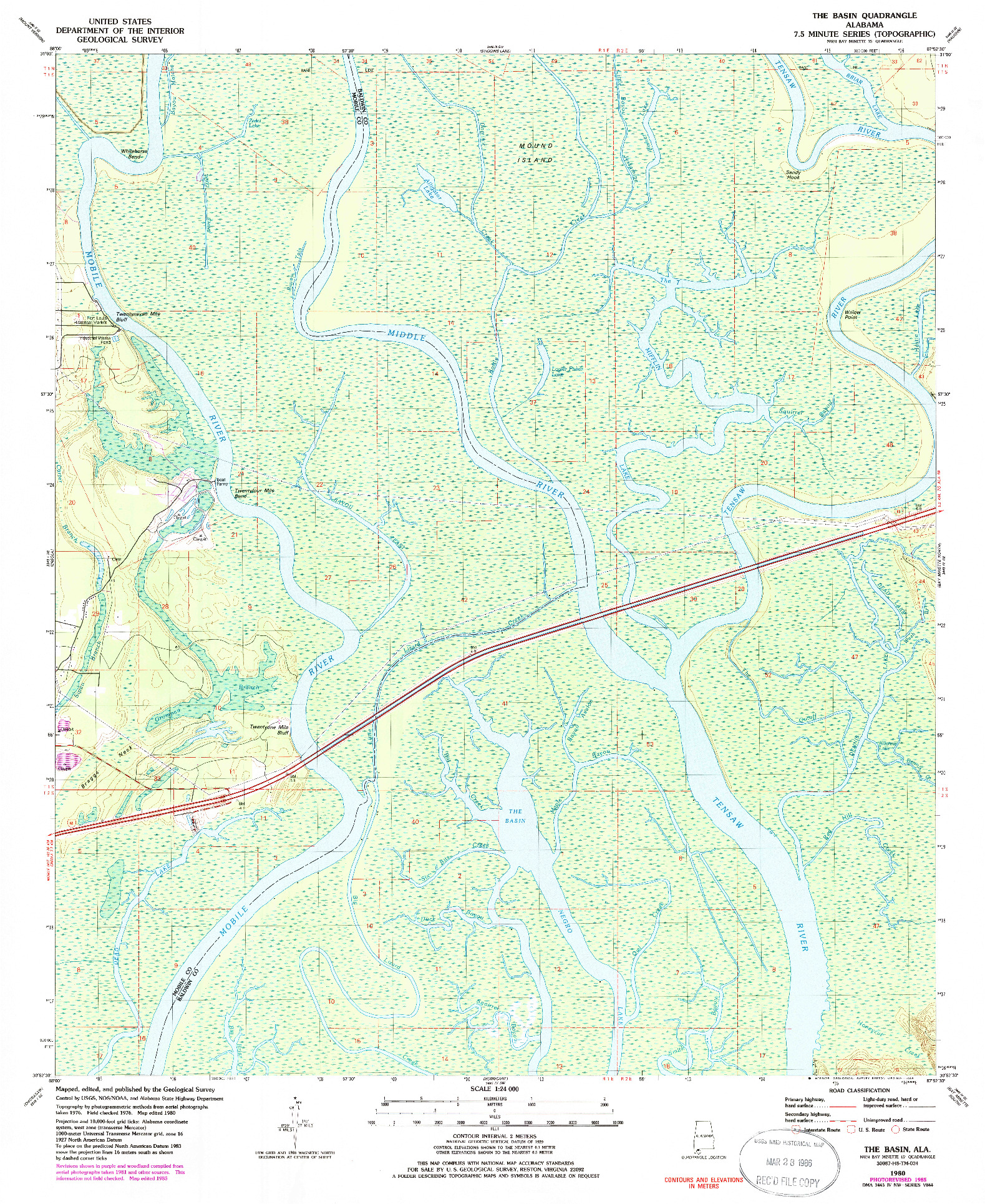 USGS 1:24000-SCALE QUADRANGLE FOR THE BASIN, AL 1980