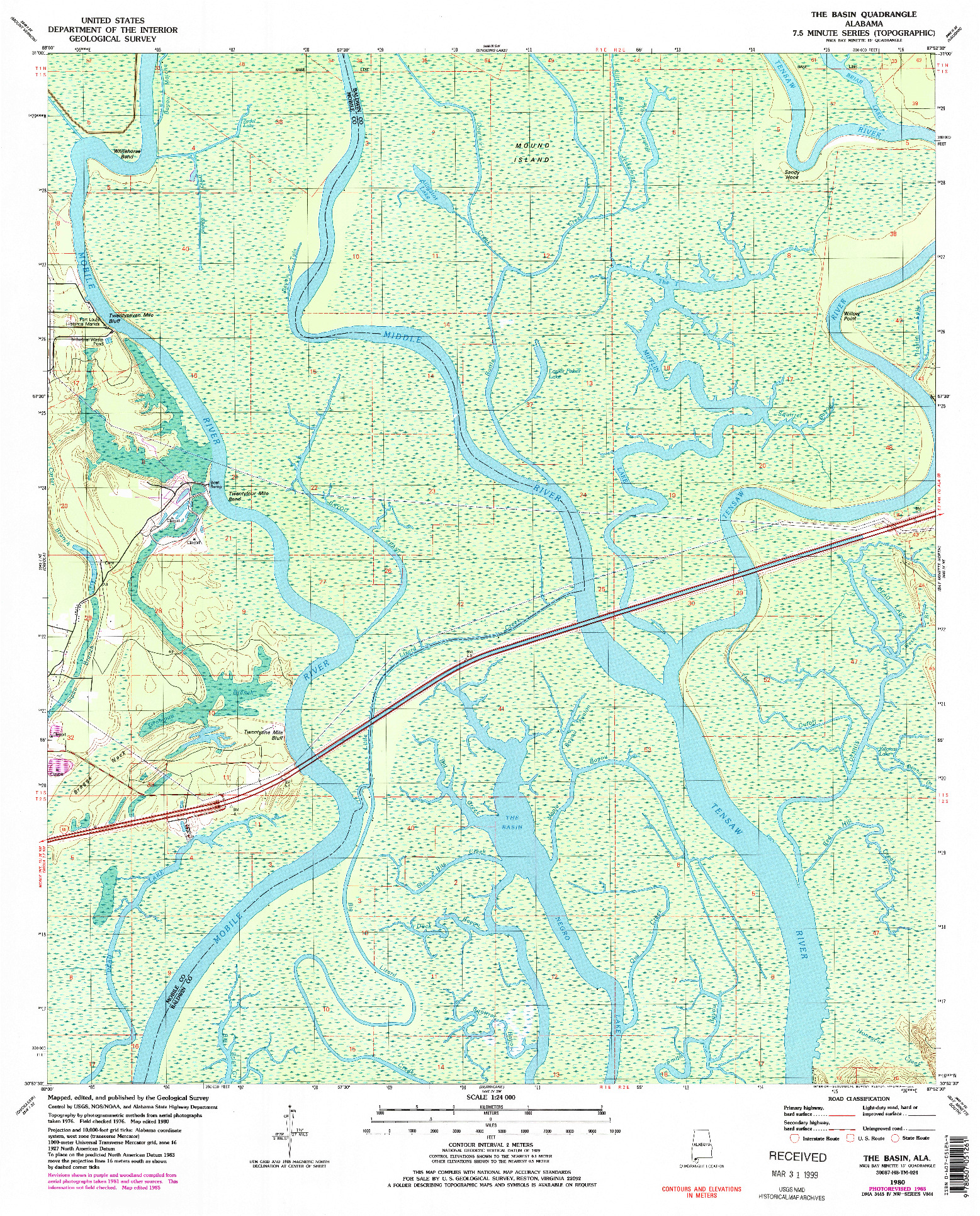 USGS 1:24000-SCALE QUADRANGLE FOR THE BASIN, AL 1980