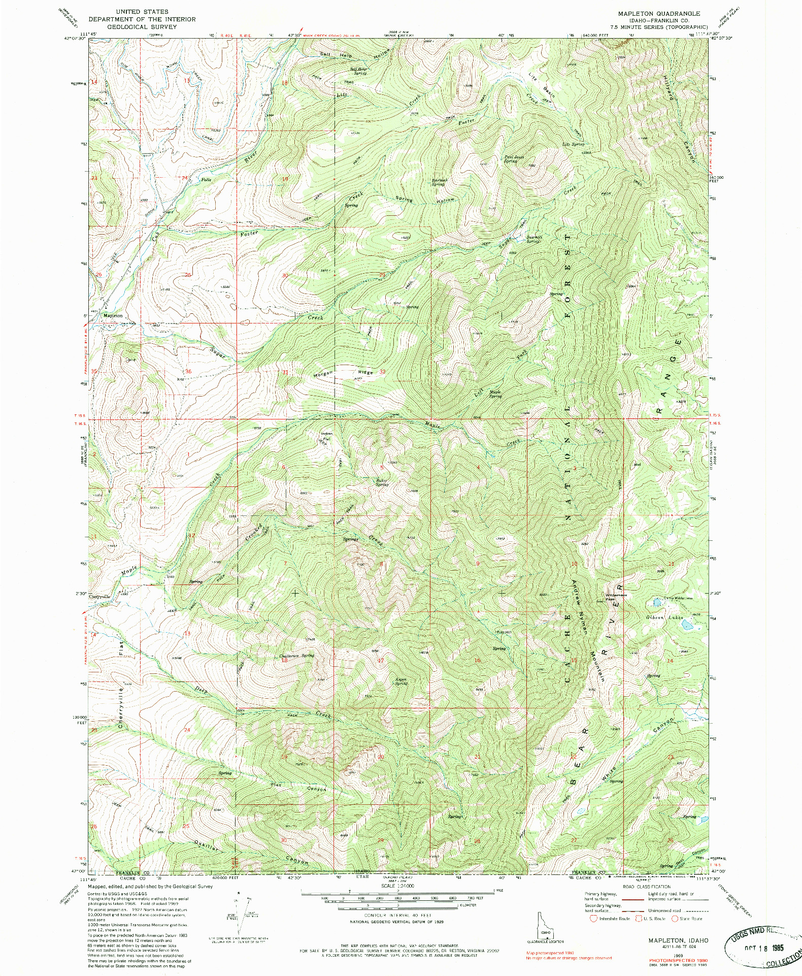USGS 1:24000-SCALE QUADRANGLE FOR MAPLETON, ID 1969