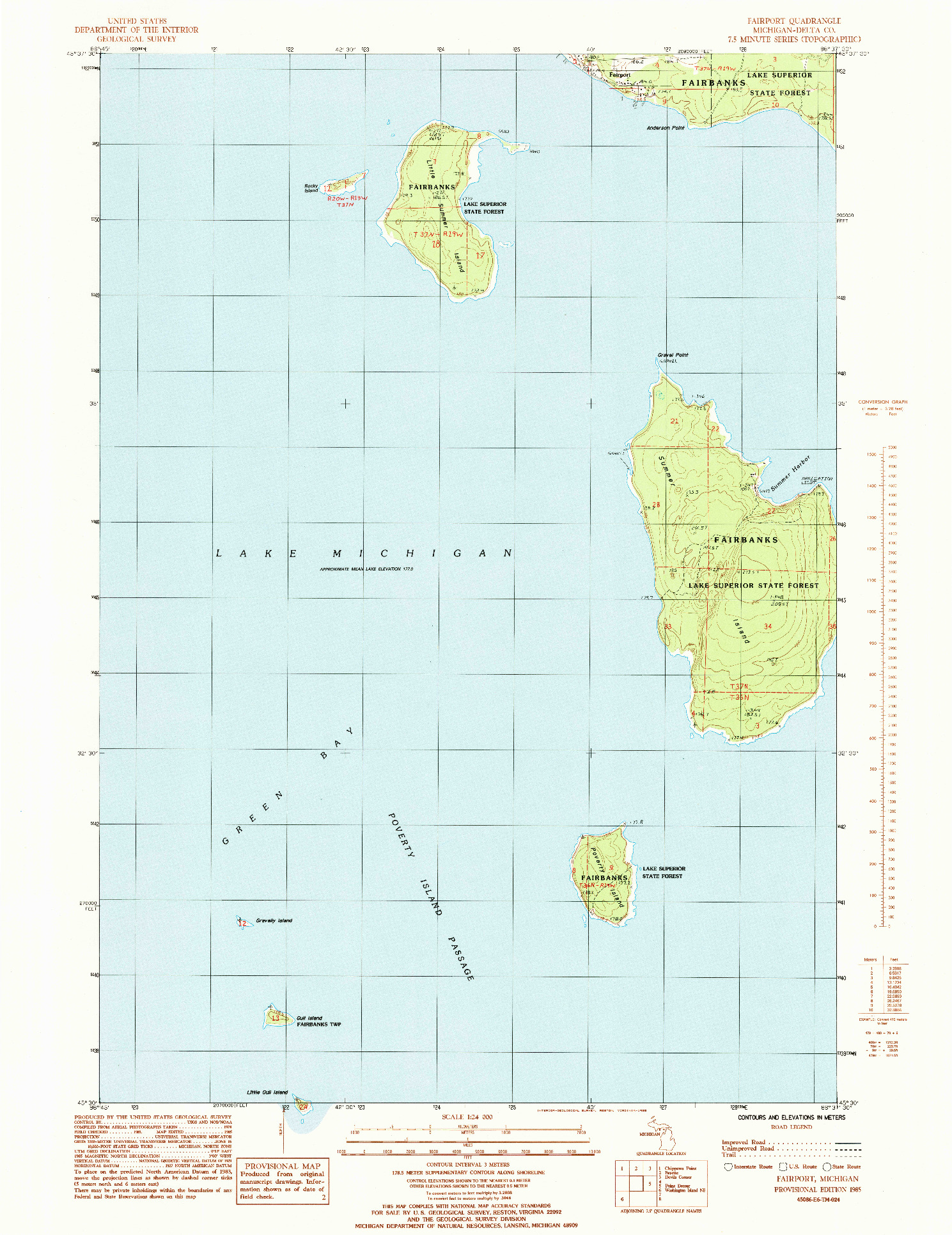 USGS 1:24000-SCALE QUADRANGLE FOR FAIRPORT, MI 1985