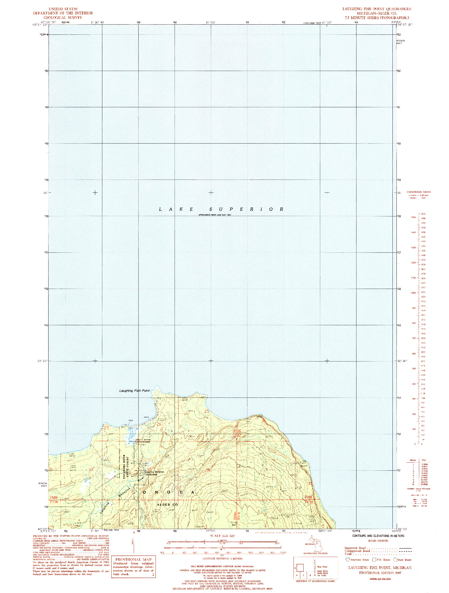 USGS 1:24000-SCALE QUADRANGLE FOR LAUGHING FISH POINT, MI 1985