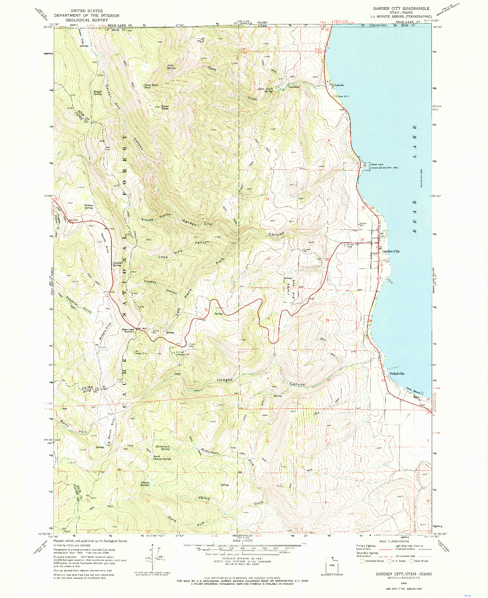 USGS 1:24000-SCALE QUADRANGLE FOR GARDEN CITY, UT 1969