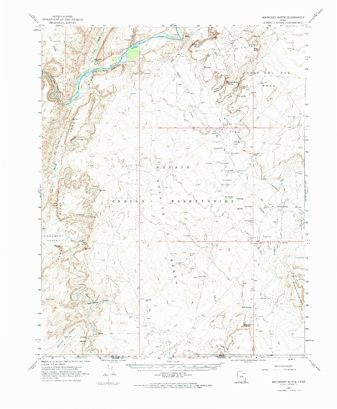 USGS 1:62500-SCALE QUADRANGLE FOR BOUNDARY BUTTE, UT 1962