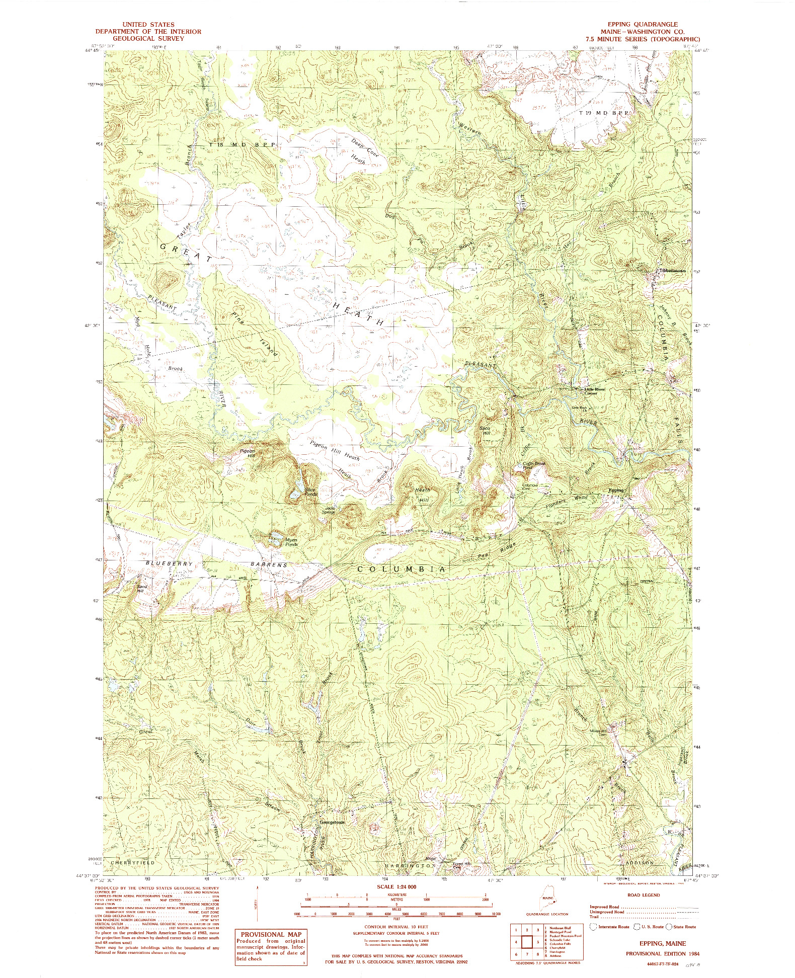 USGS 1:24000-SCALE QUADRANGLE FOR EPPING, ME 1984