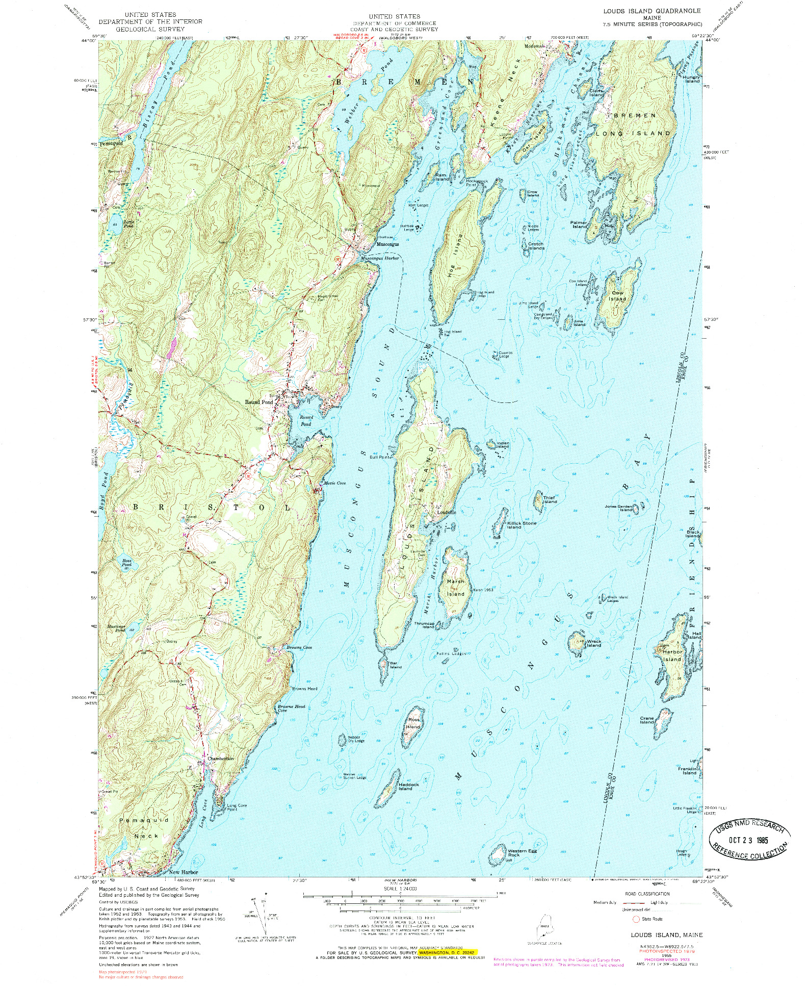 USGS 1:24000-SCALE QUADRANGLE FOR LOUDS ISLAND, ME 1955
