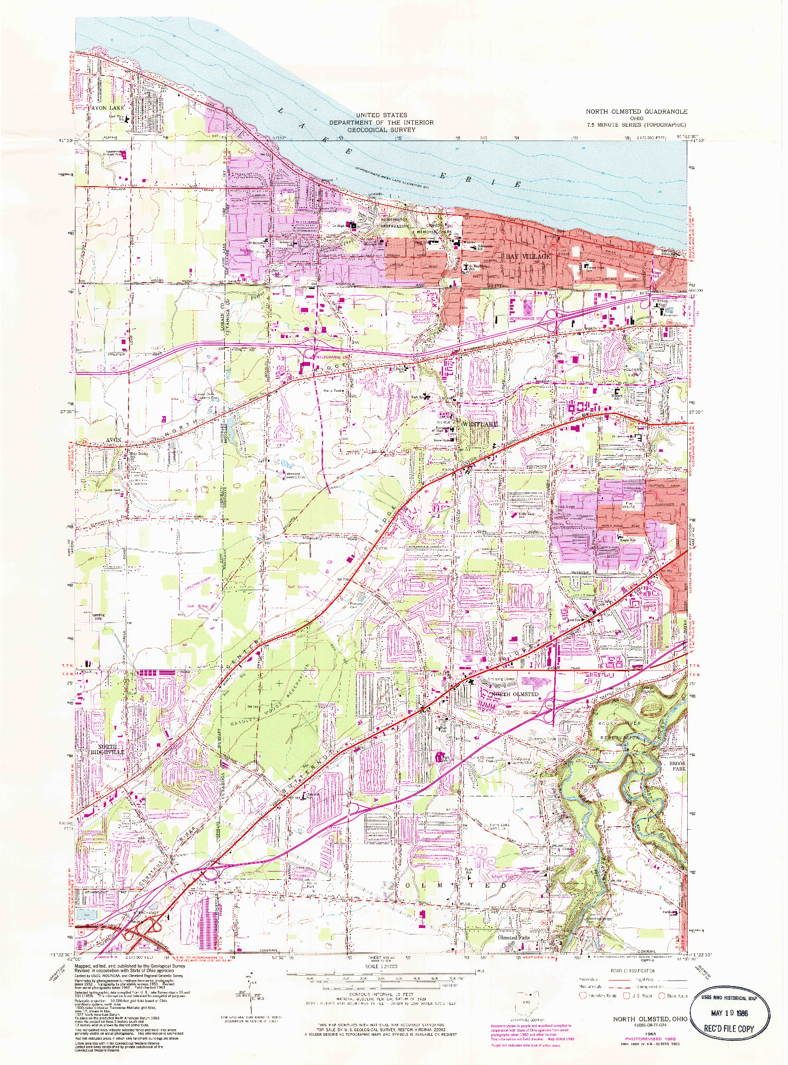 USGS 1:24000-SCALE QUADRANGLE FOR NORTH OLMSTED, OH 1963