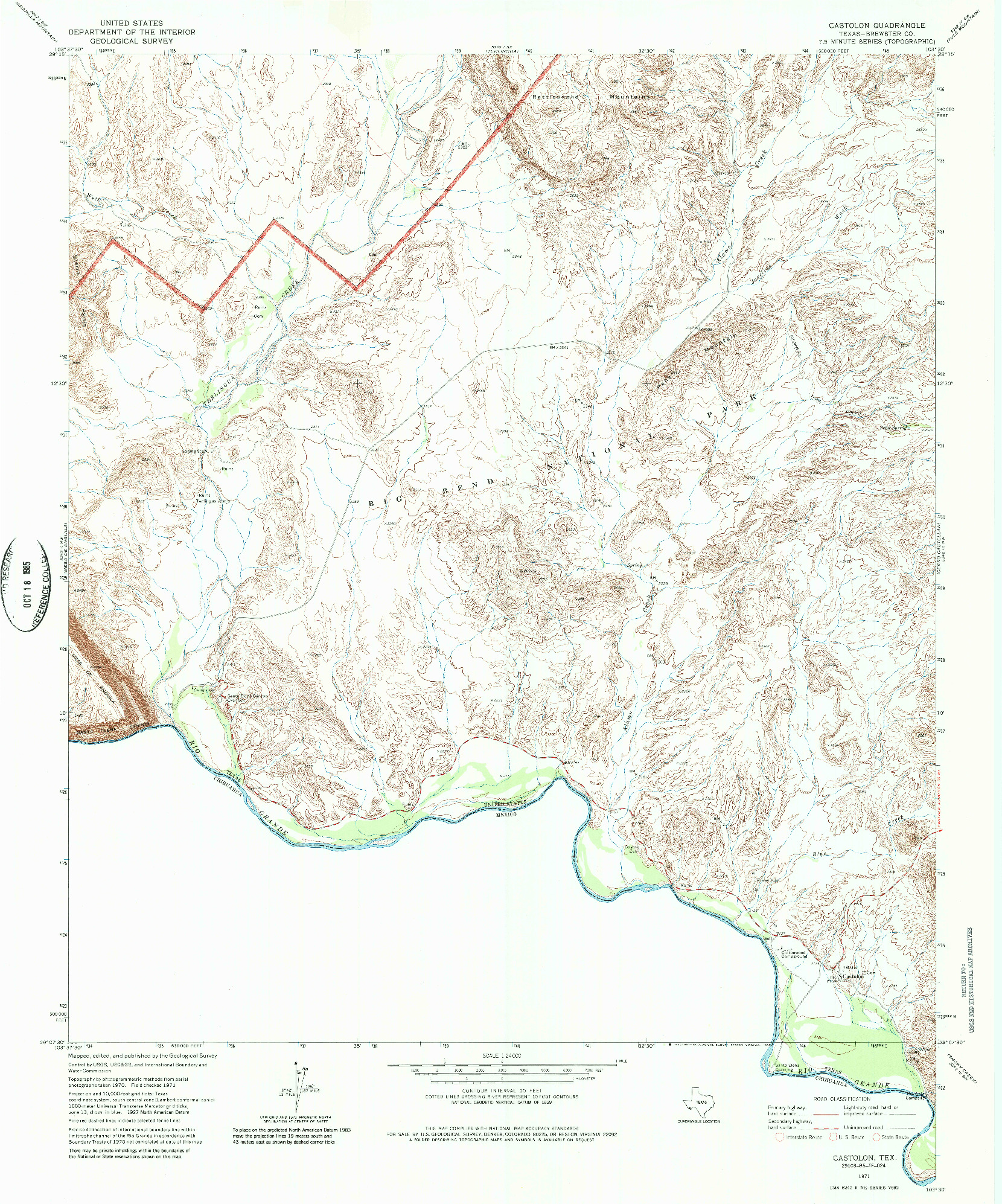 USGS 1:24000-SCALE QUADRANGLE FOR CASTOLON, TX 1971