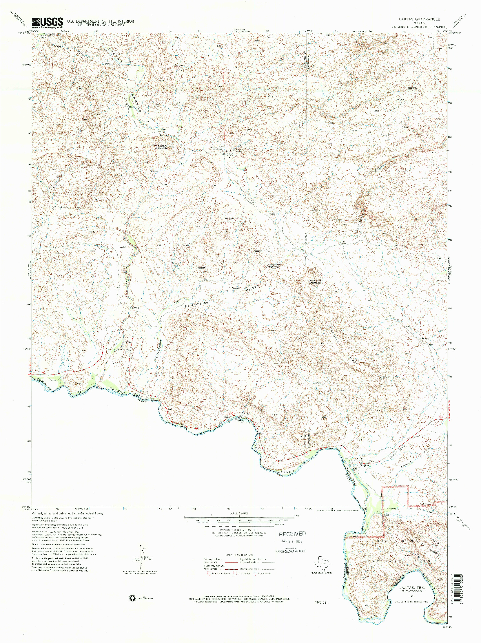 USGS 1:24000-SCALE QUADRANGLE FOR LAJITAS, TX 1971