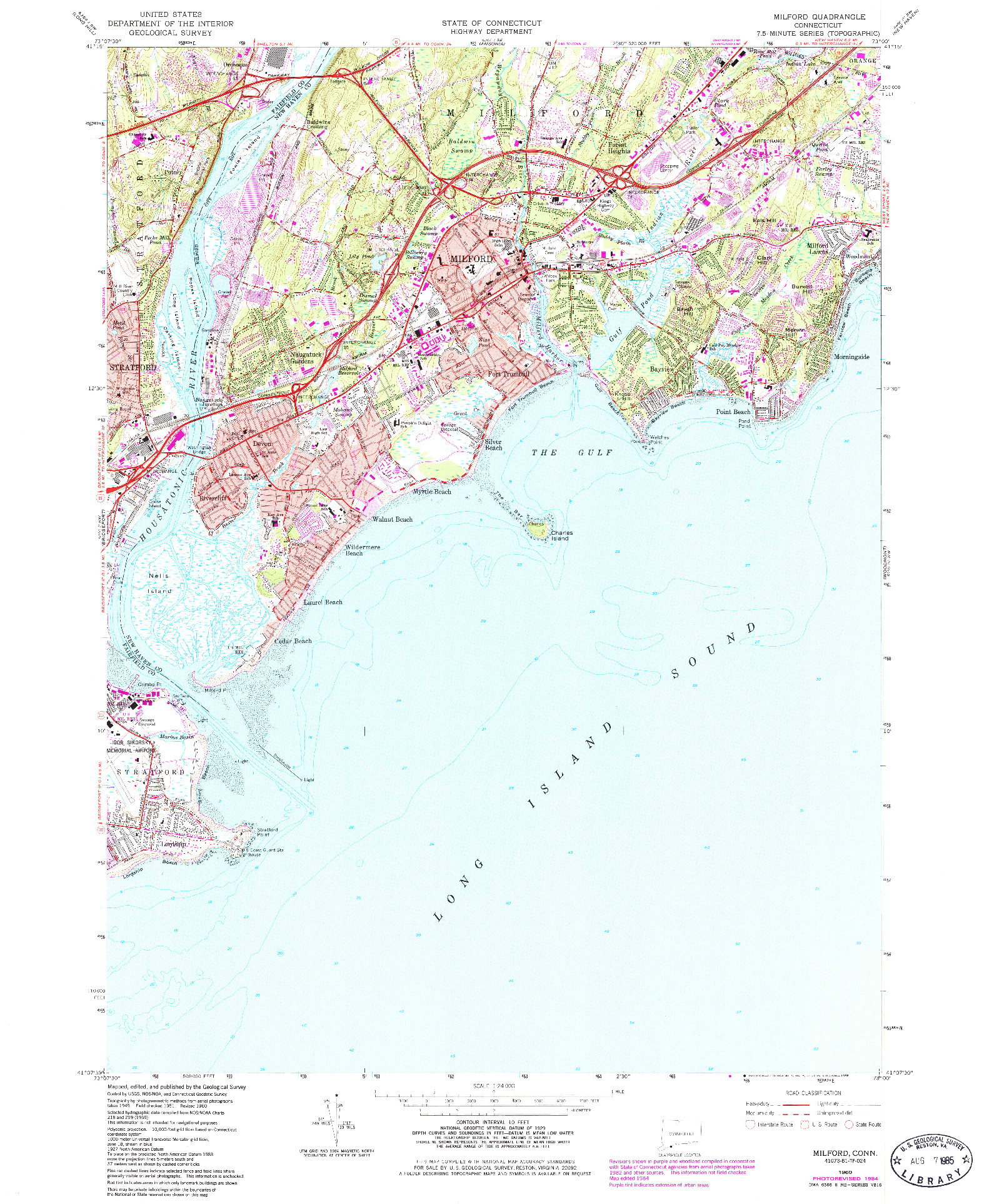 USGS 1:24000-SCALE QUADRANGLE FOR MILFORD, CT 1960