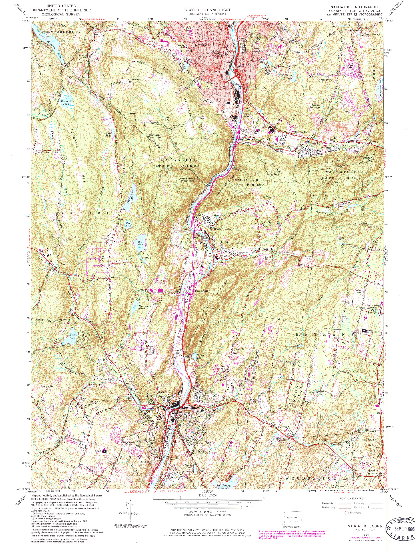 USGS 1:24000-SCALE QUADRANGLE FOR NAUGATUCK, CT 1964
