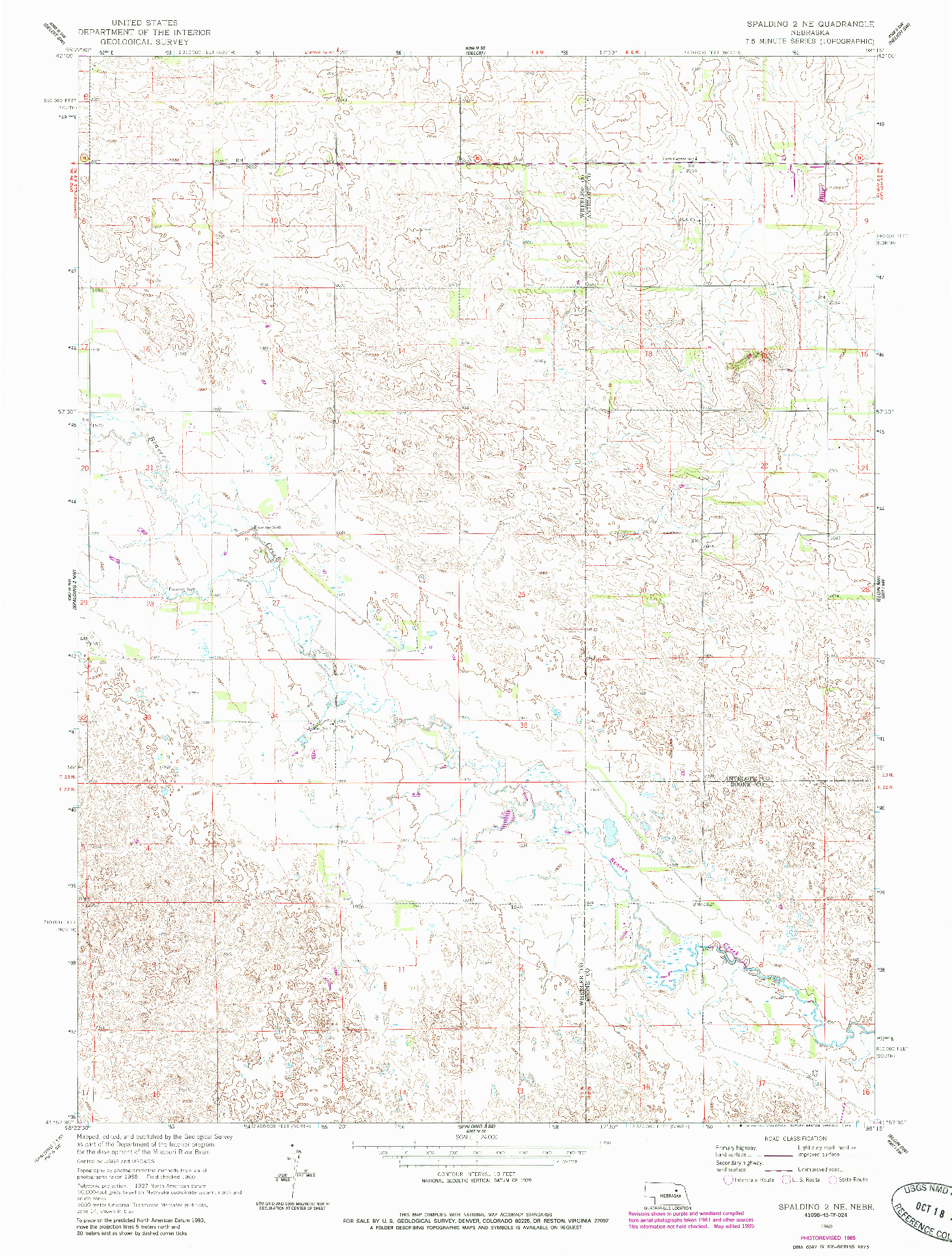 USGS 1:24000-SCALE QUADRANGLE FOR SPALDING 2 NE, NE 1960