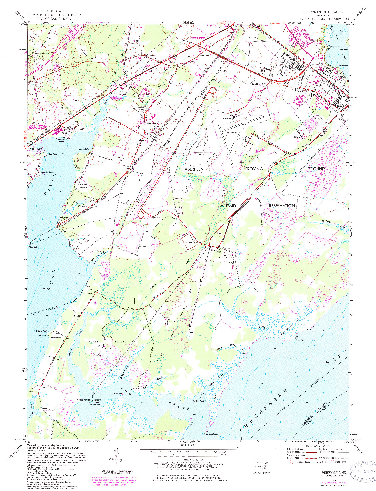 USGS 1:24000-SCALE QUADRANGLE FOR PERRYMAN, MD 1948