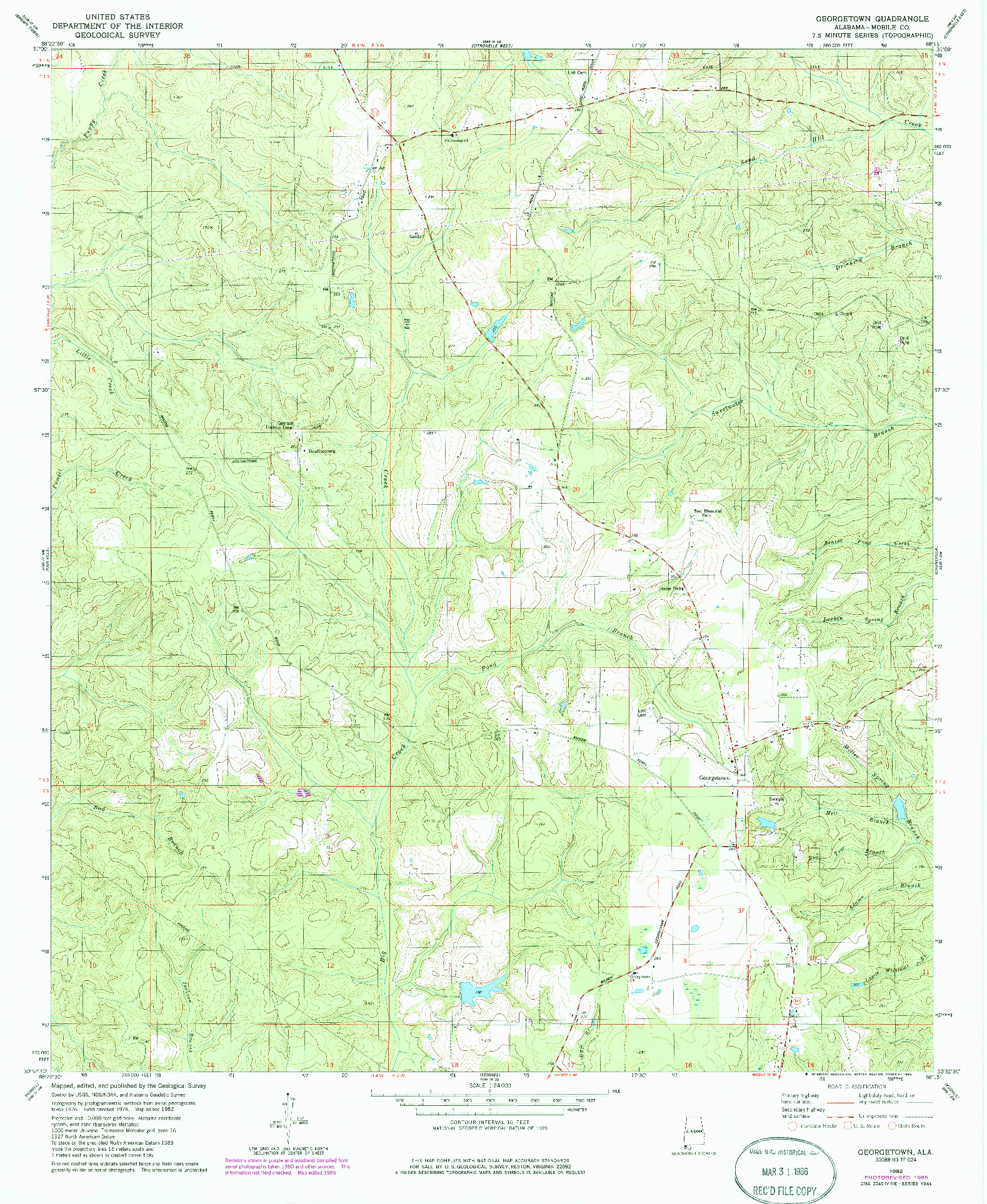 USGS 1:24000-SCALE QUADRANGLE FOR GEORGETOWN, AL 1982