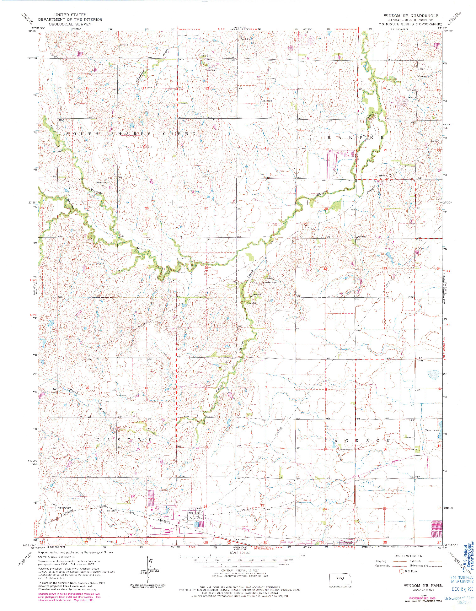 USGS 1:24000-SCALE QUADRANGLE FOR WINDOM NE, KS 1965