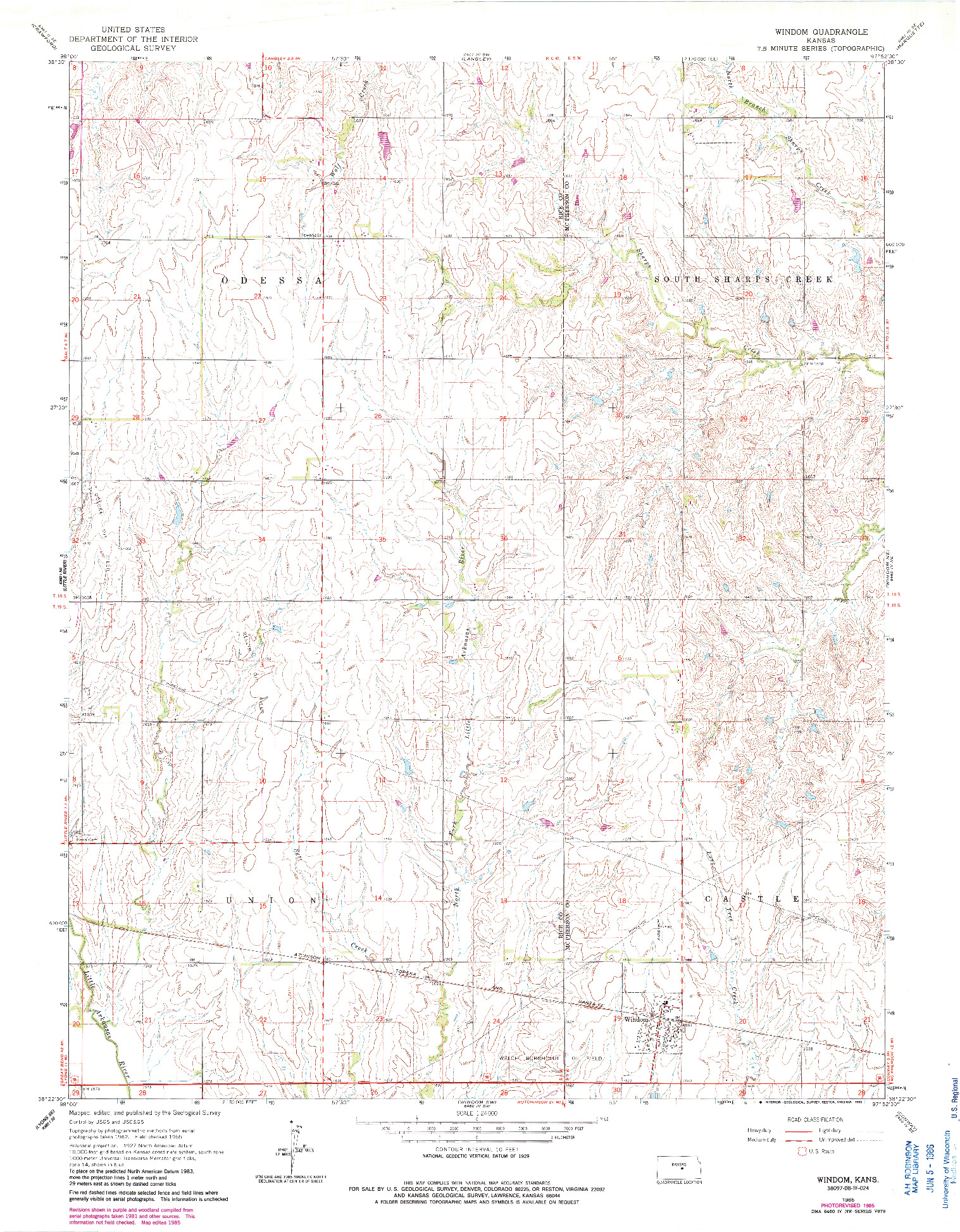 USGS 1:24000-SCALE QUADRANGLE FOR WINDOM, KS 1965