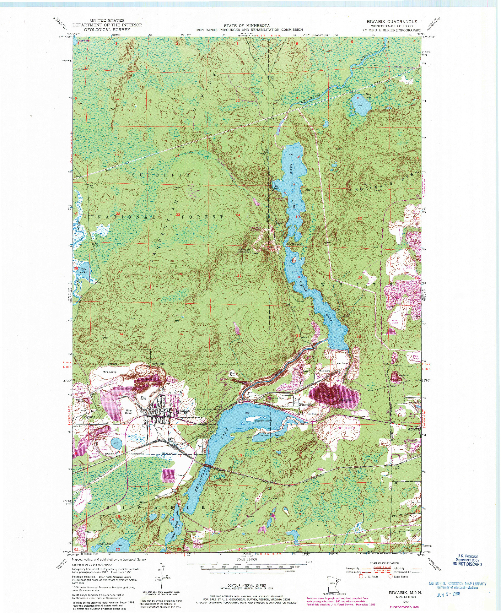 USGS 1:24000-SCALE QUADRANGLE FOR BIWABIK, MN 1950