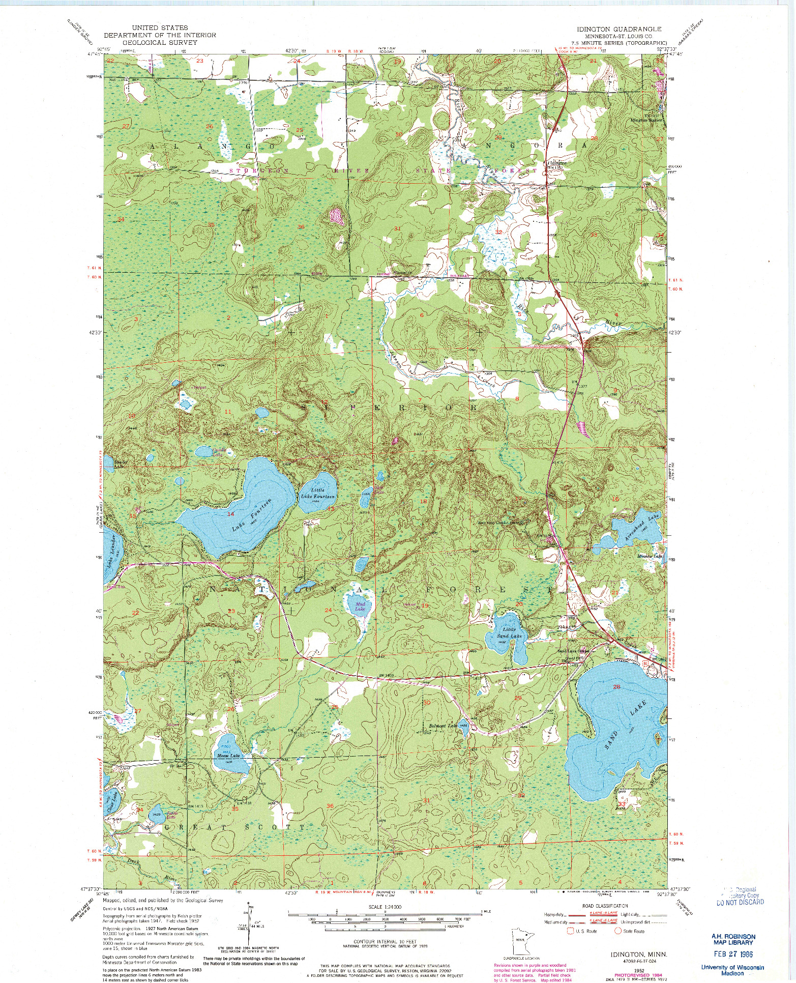 USGS 1:24000-SCALE QUADRANGLE FOR IDINGTON, MN 1952