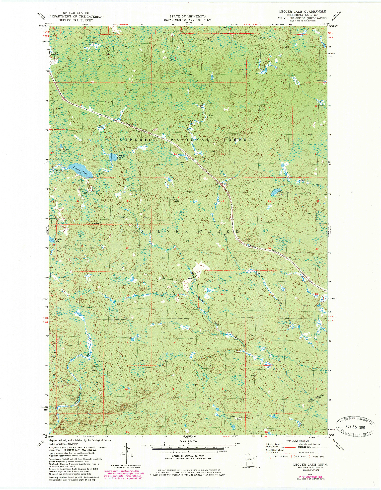 USGS 1:24000-SCALE QUADRANGLE FOR LEGLER LAKE, MN 1981