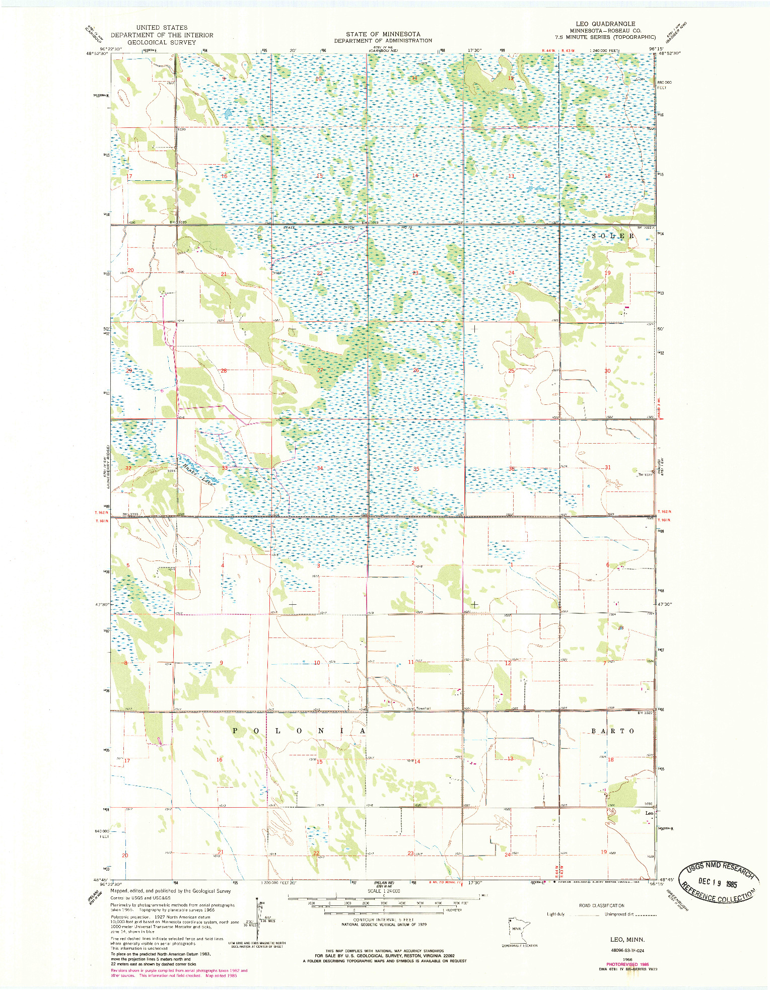 USGS 1:24000-SCALE QUADRANGLE FOR LEO, MN 1966