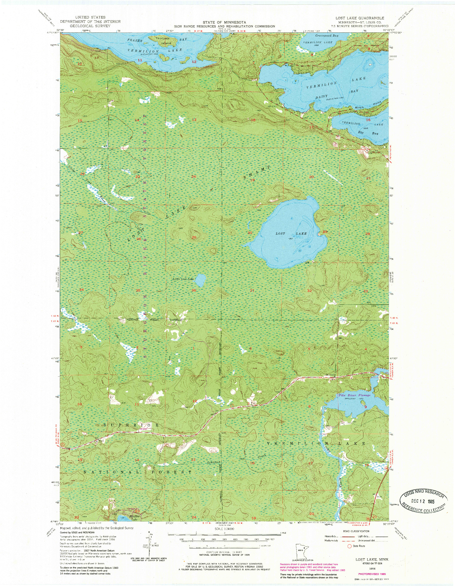 USGS 1:24000-SCALE QUADRANGLE FOR LOST LAKE, MN 1956