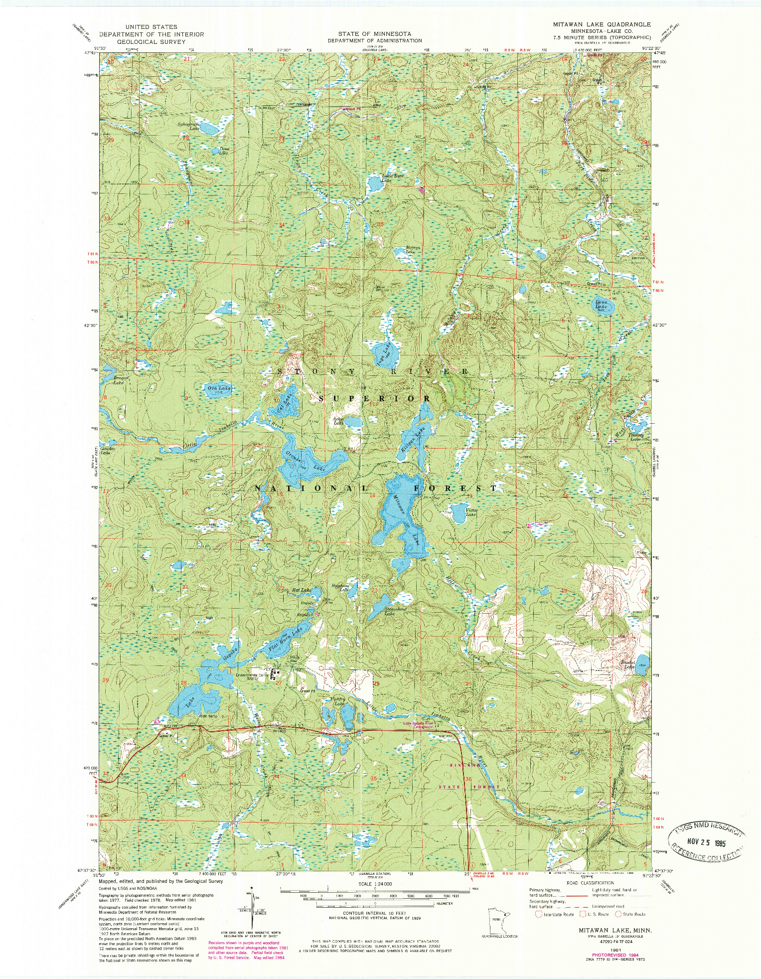 USGS 1:24000-SCALE QUADRANGLE FOR MITAWAN LAKE, MN 1981
