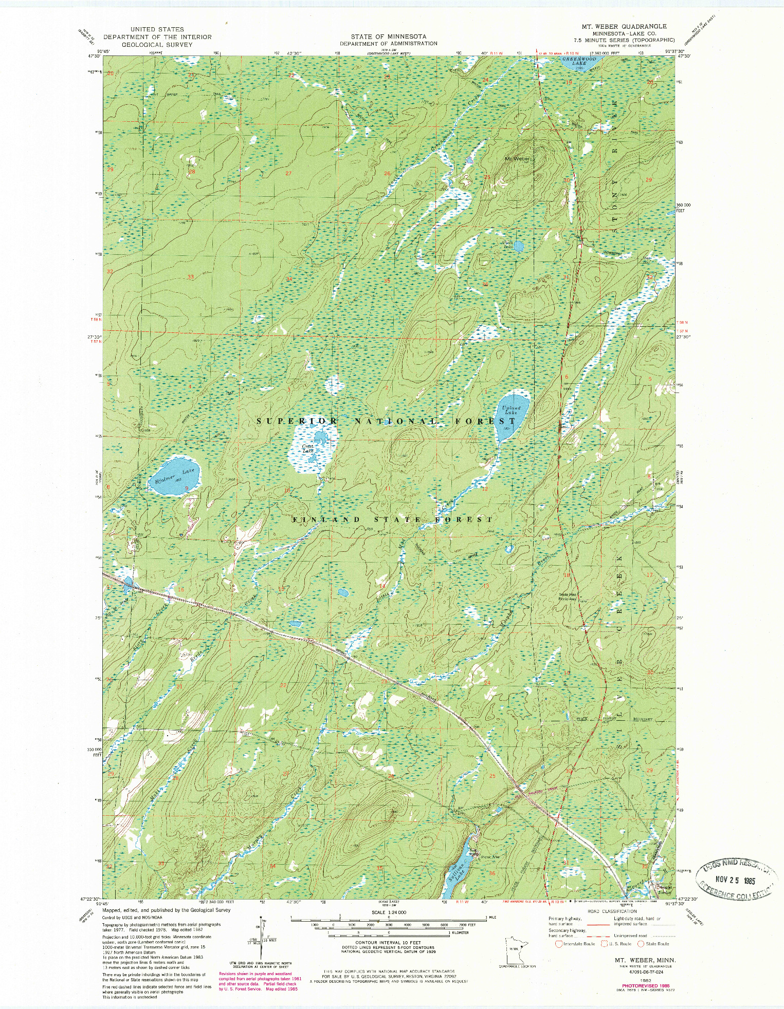 USGS 1:24000-SCALE QUADRANGLE FOR MT WEBER, MN 1982