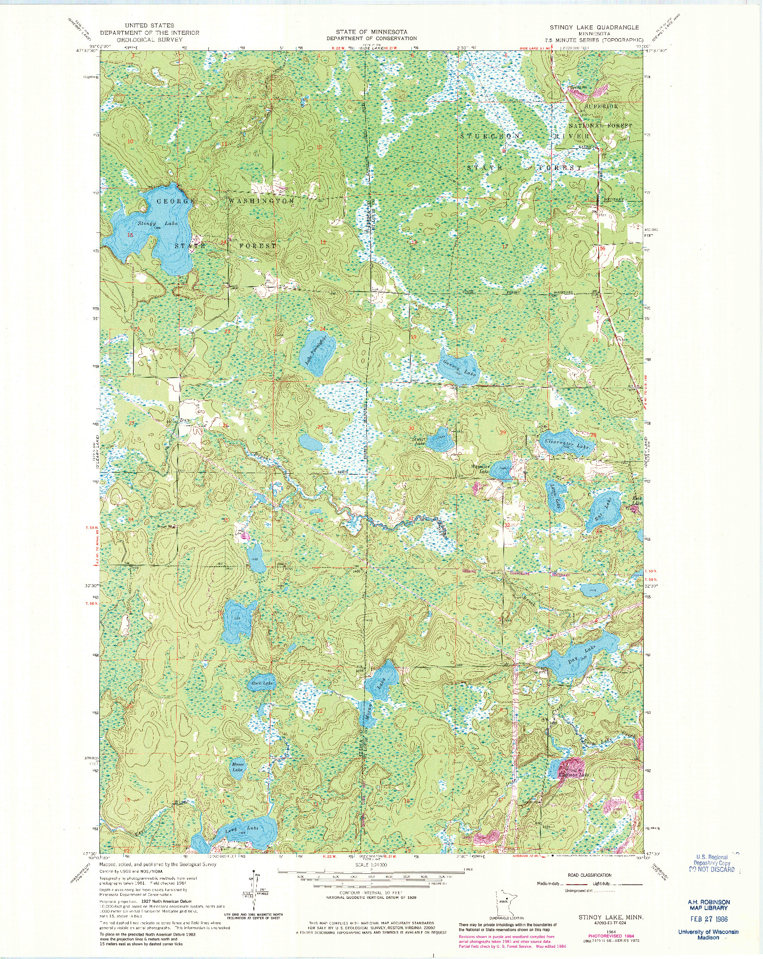 USGS 1:24000-SCALE QUADRANGLE FOR STINGY LAKE, MN 1964