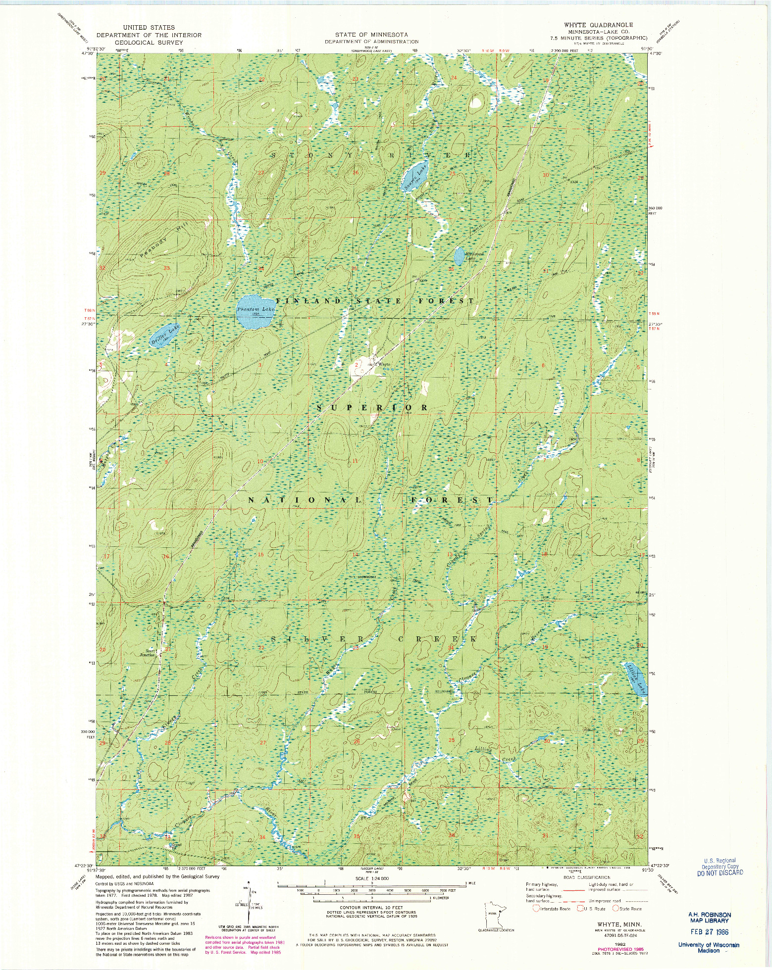 USGS 1:24000-SCALE QUADRANGLE FOR WHYTE, MN 1982